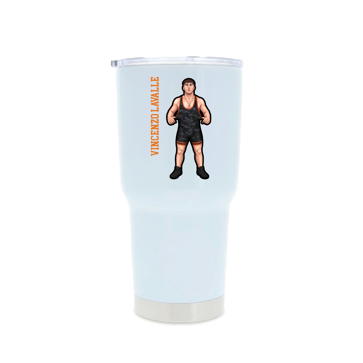 30oz Stainless Steel Tumbler — Name Vertical in White