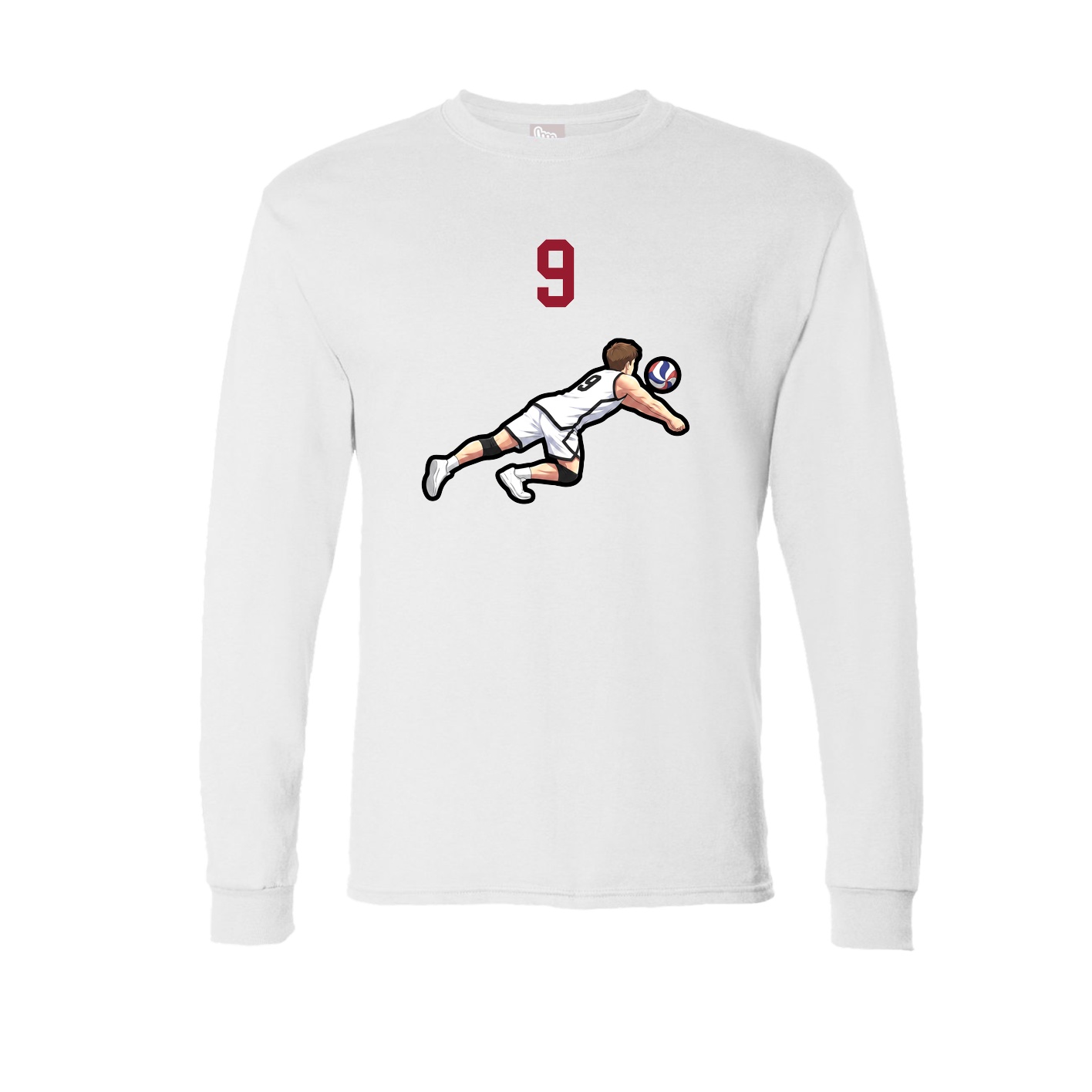 Long Sleeve Tee — Number Top in White