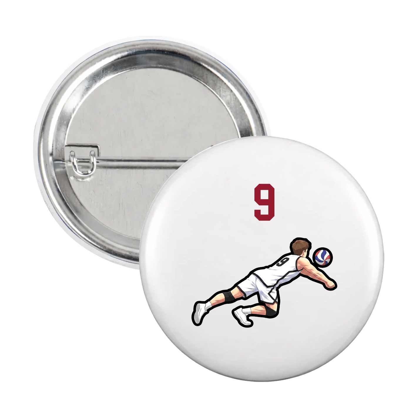 Game Day Button — Number Top in White