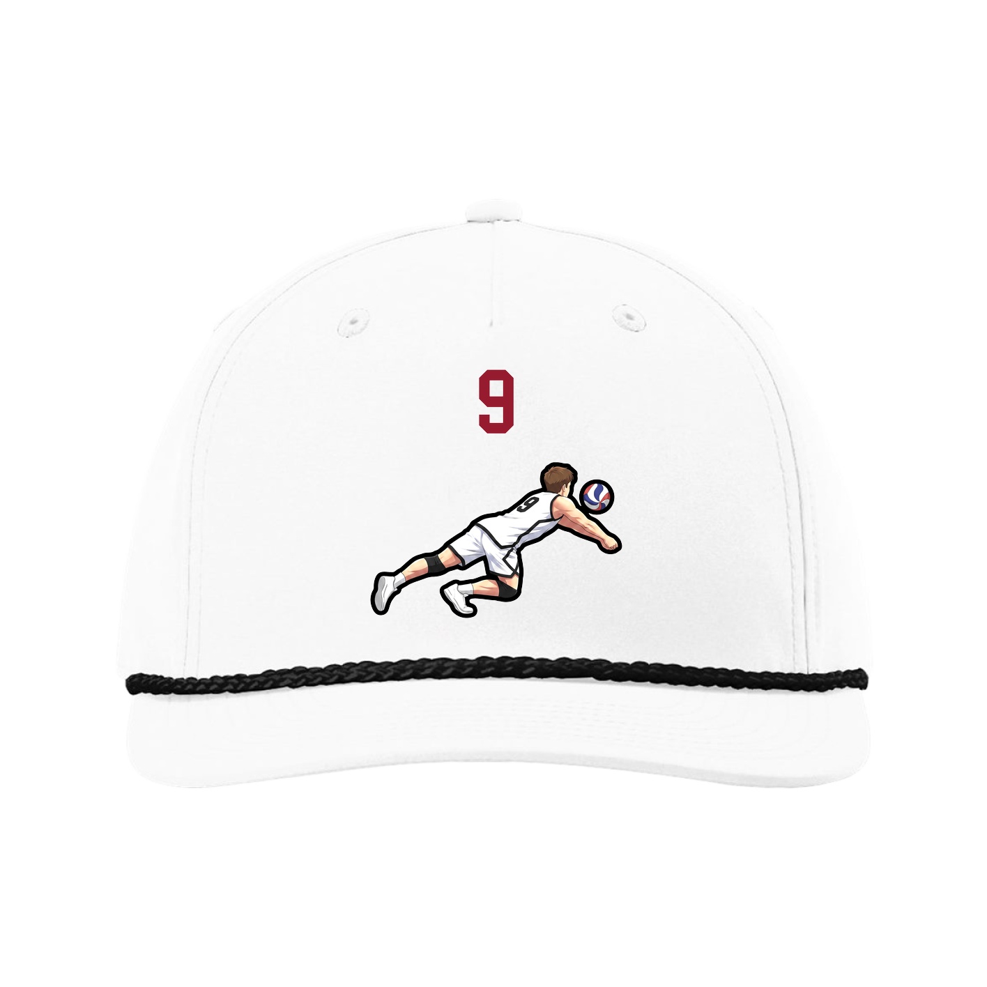 Five-Panel Classic Rope Cap — Number Top in White
