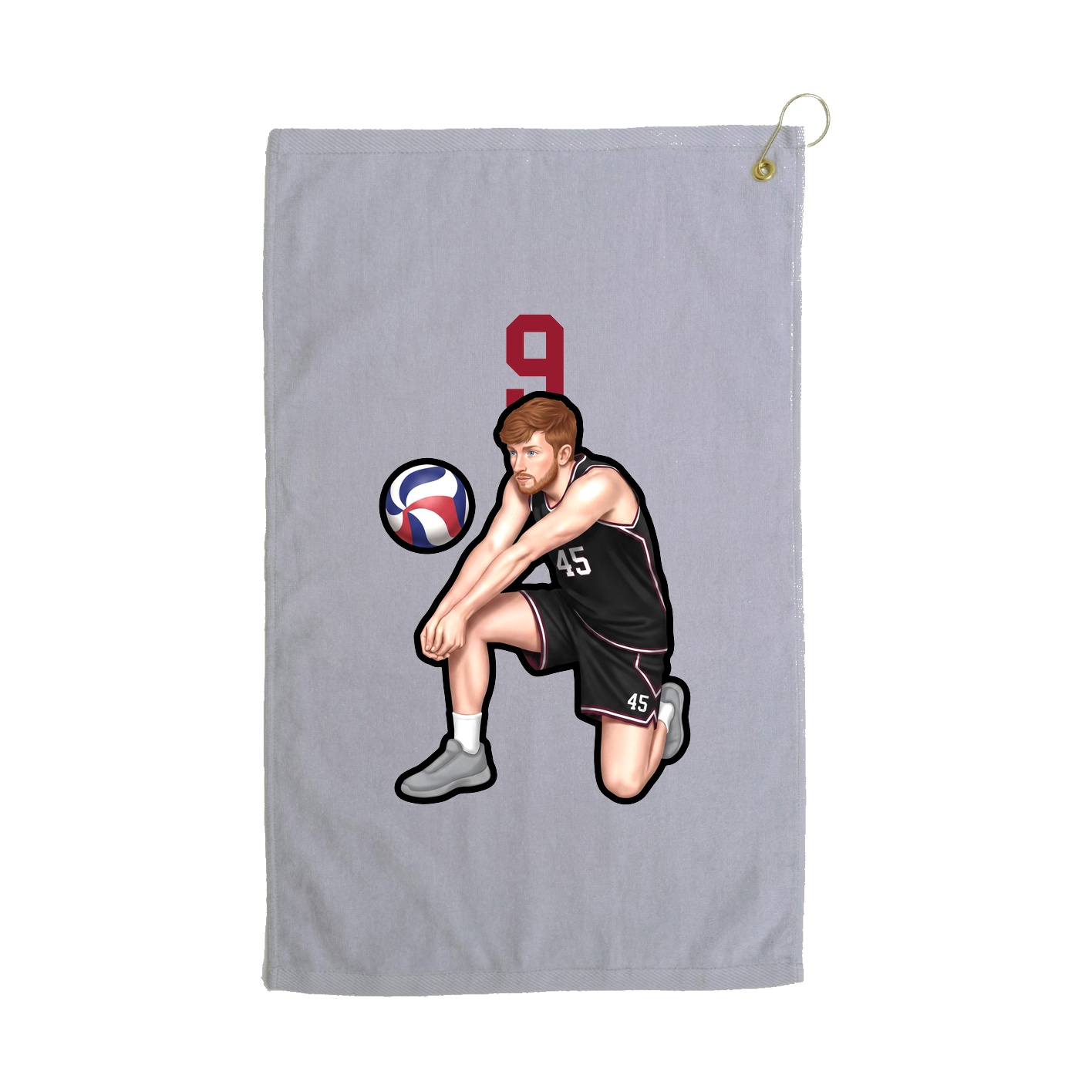 Golf Towel — Number Top in Grey
