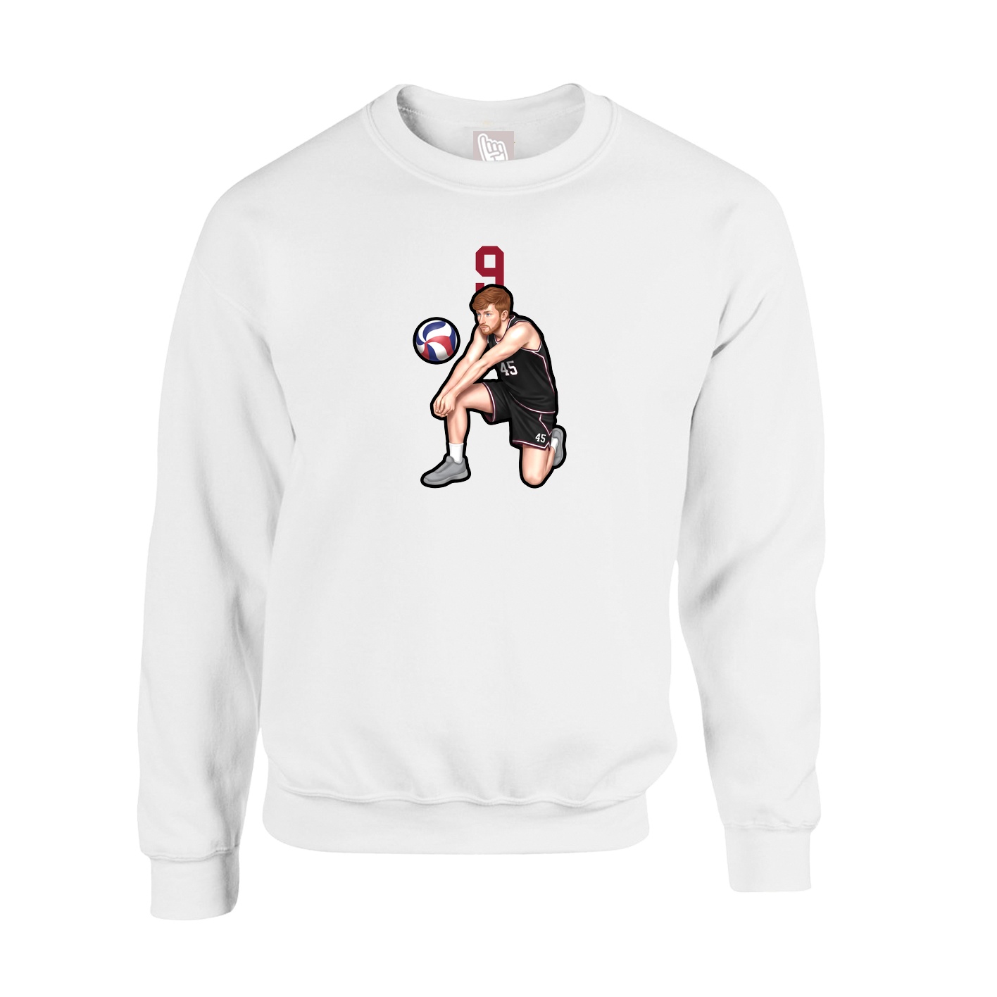 Fleece Crew — Number Top in White