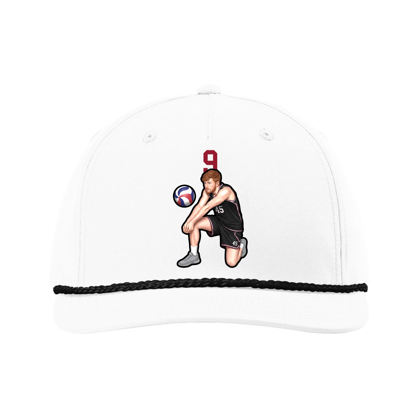Five-Panel Classic Rope Cap — Number Top in White