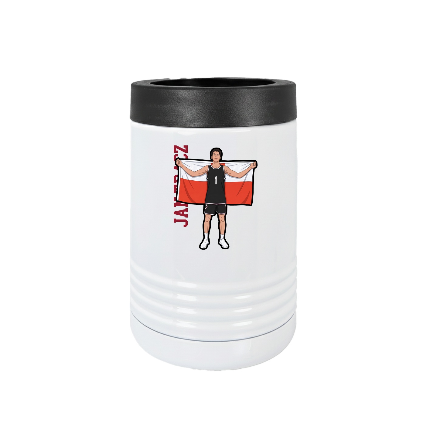 Beverage Holder — Name Vertical in White