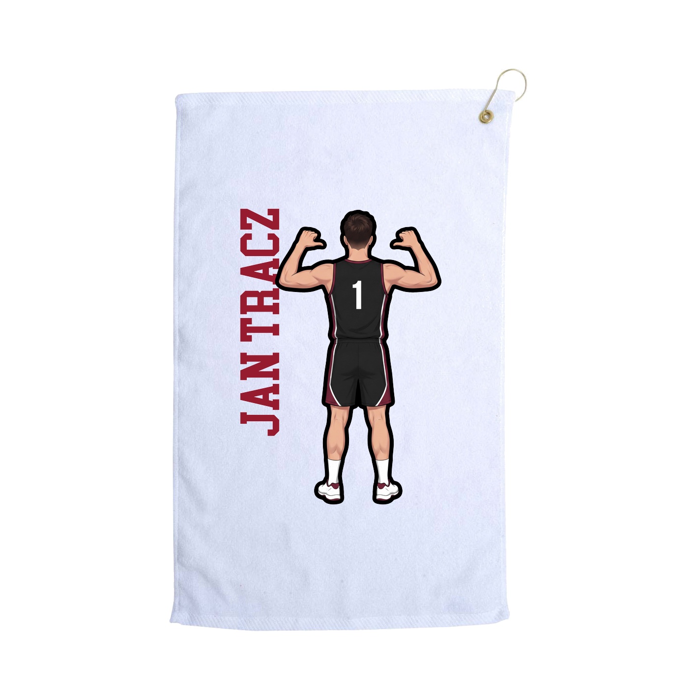 Golf Towel — Name Vertical in White
