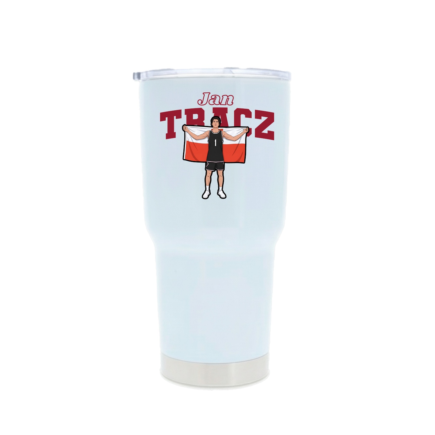 30oz Stainless Steel Tumbler — Name Arch in White