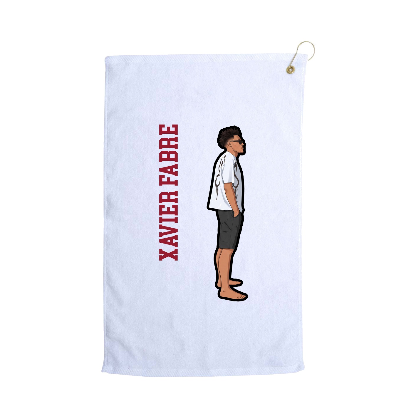 Golf Towel — Name Vertical in White