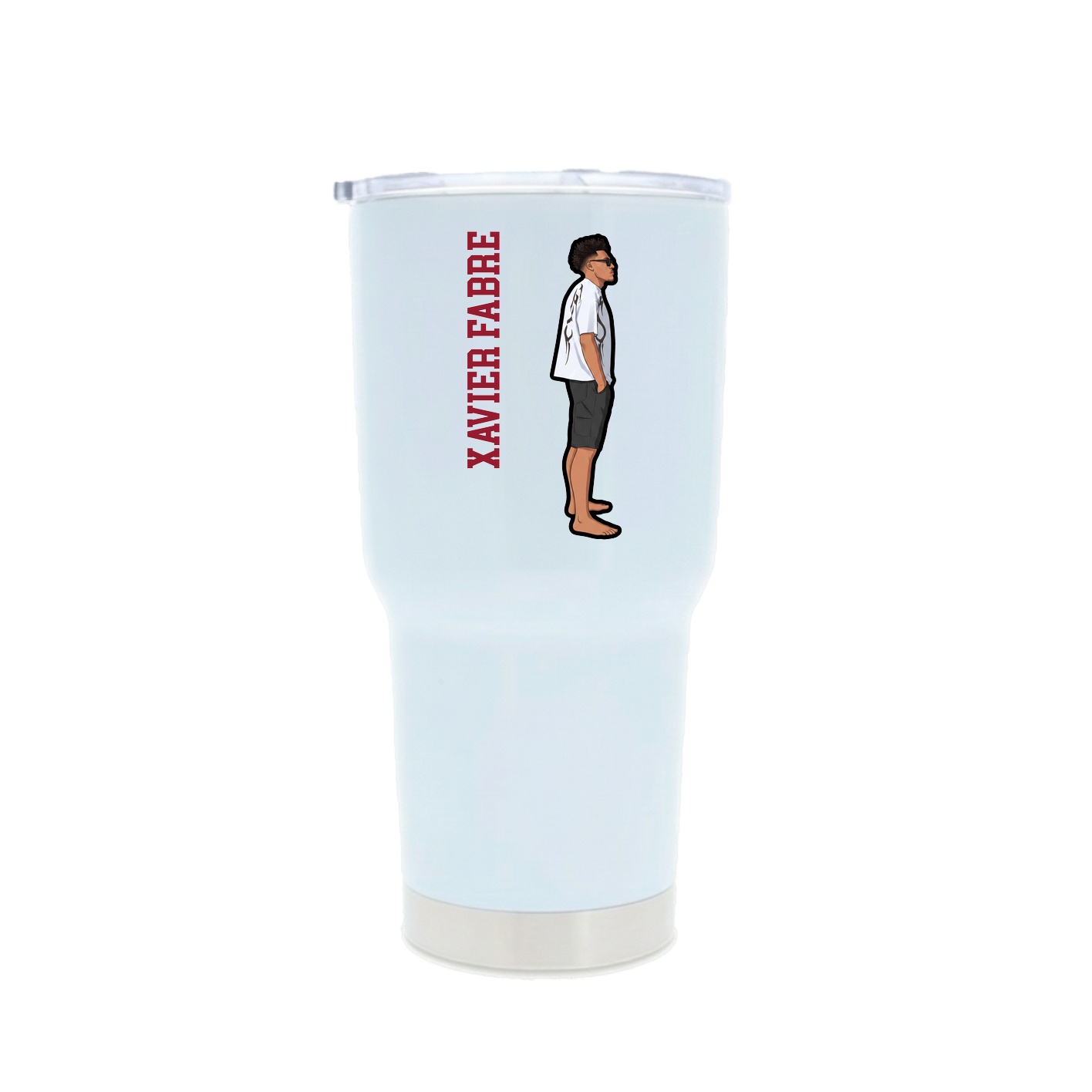 30oz Stainless Steel Tumbler — Name Vertical in White