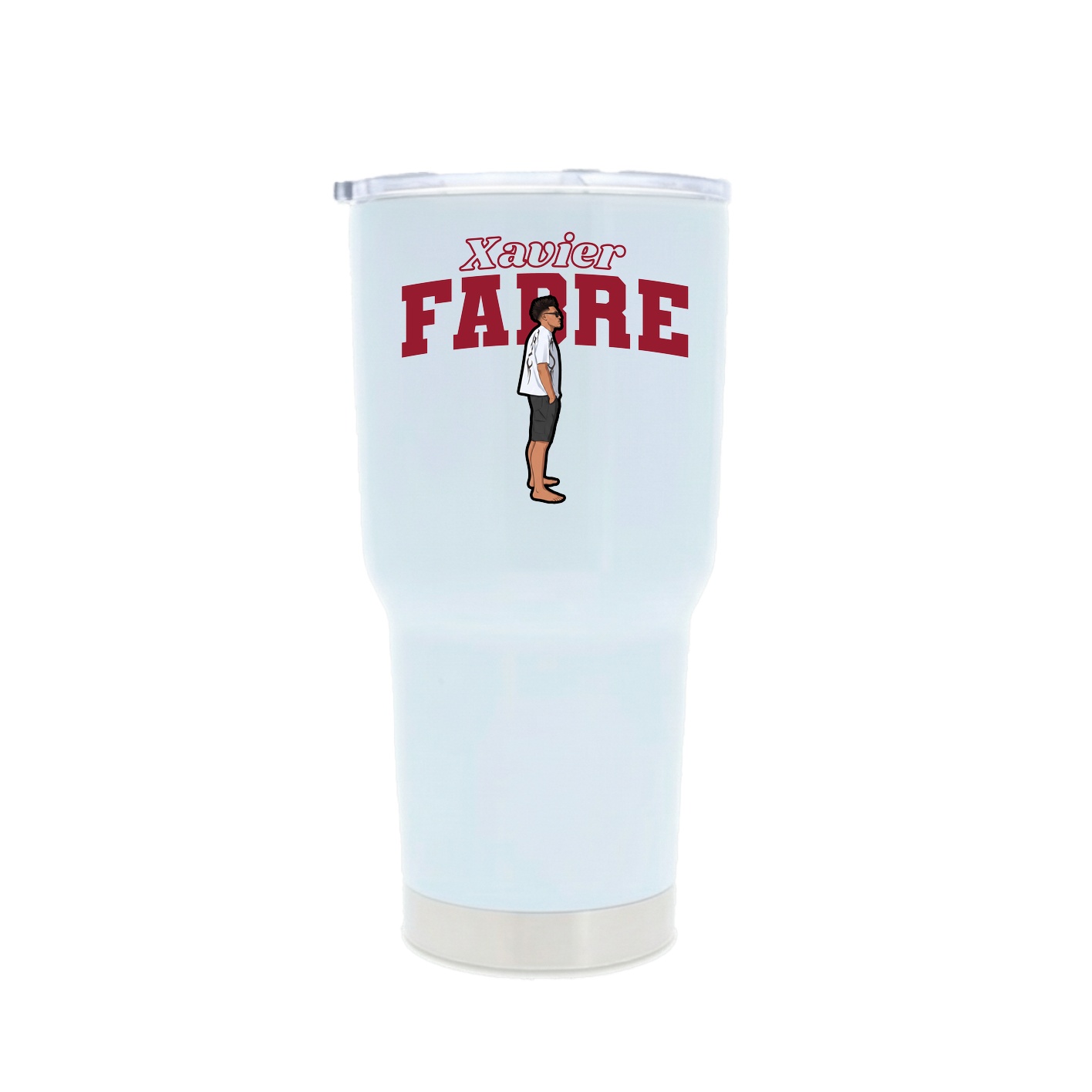 30oz Stainless Steel Tumbler — Name Arch in White