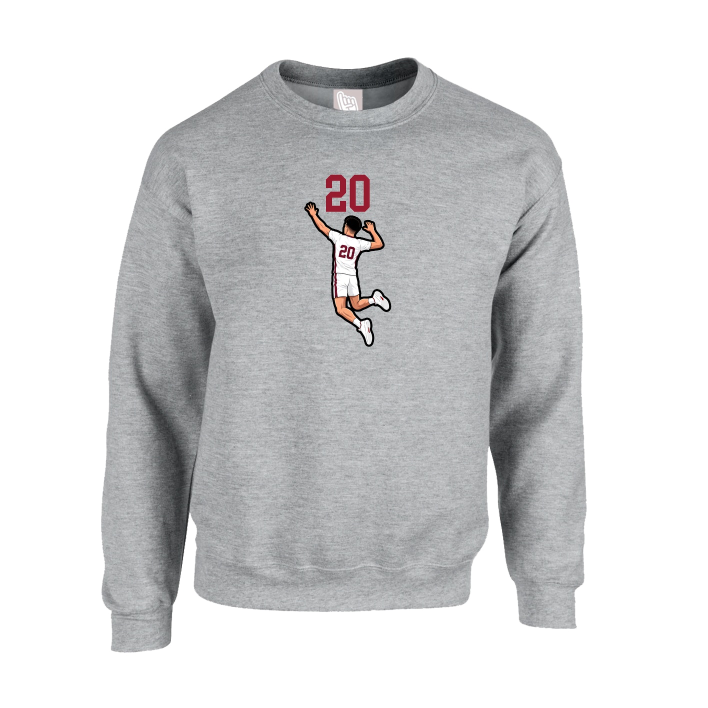Fleece Crew — Number Top in Grey
