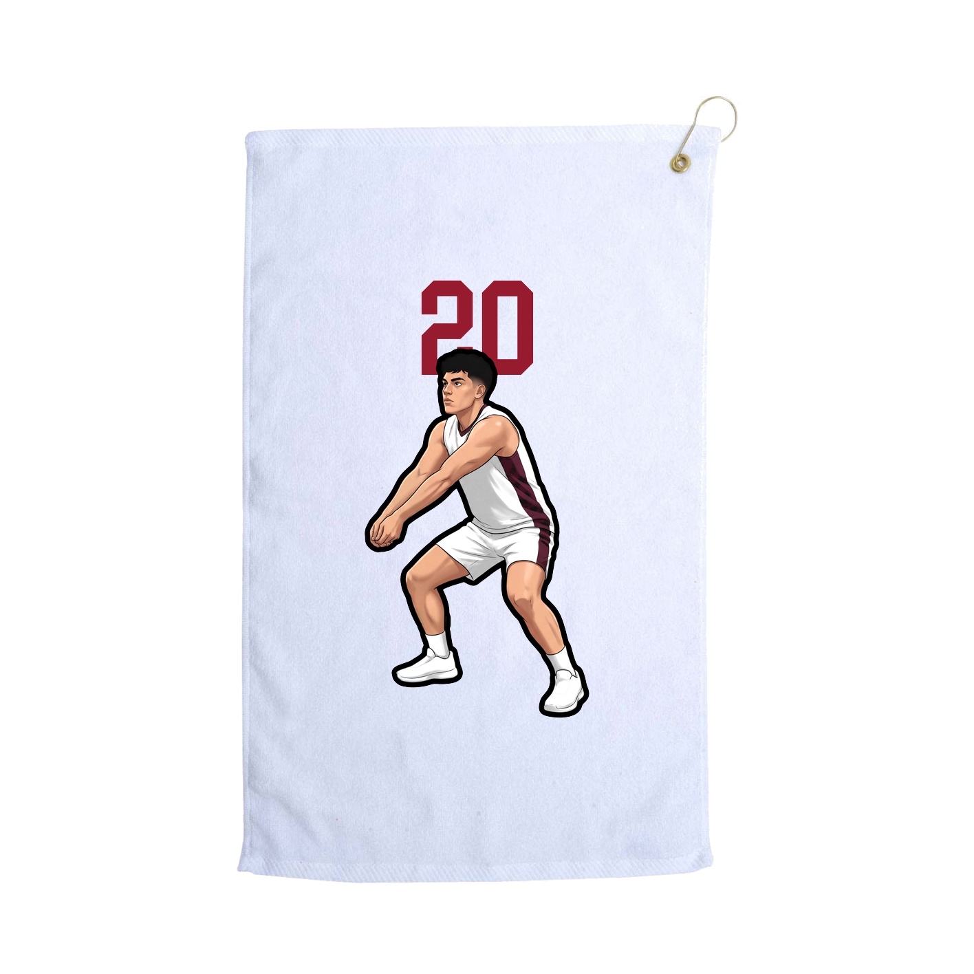 Golf Towel — Number Top in White