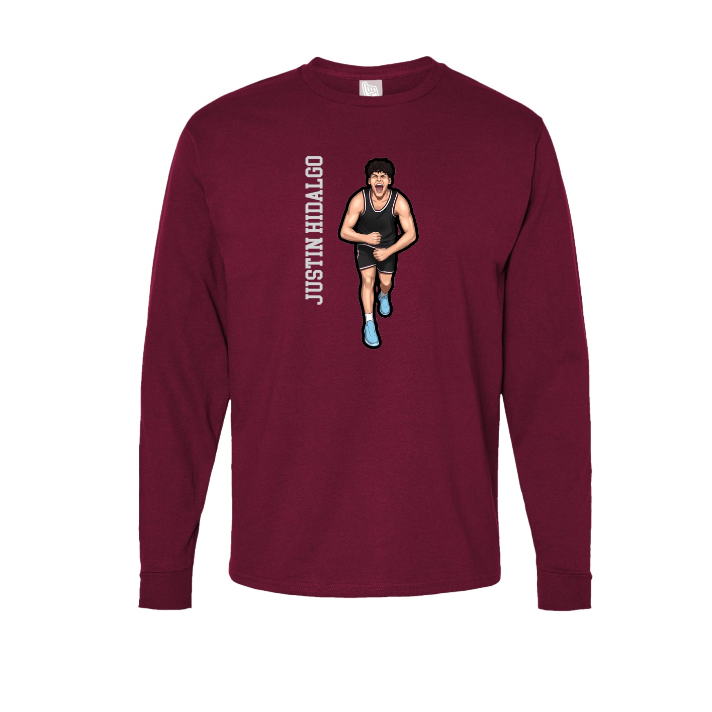 Long Sleeve Tee — Name Vertical in Cardinal
