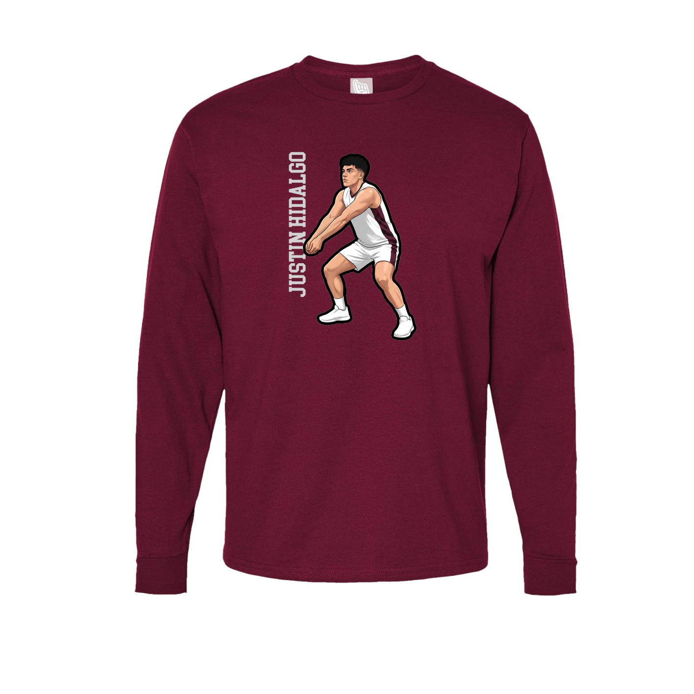 Long Sleeve Tee — Name Vertical in Cardinal
