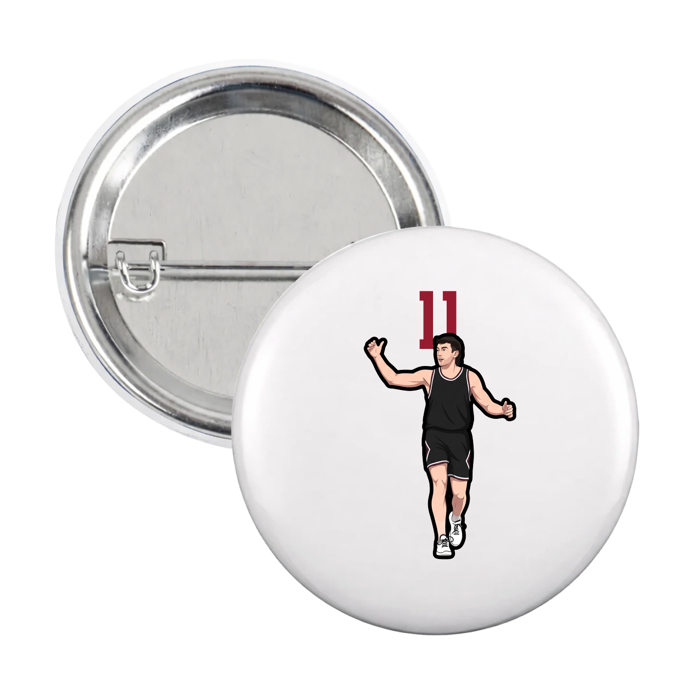 Game Day Button — Number Top in White