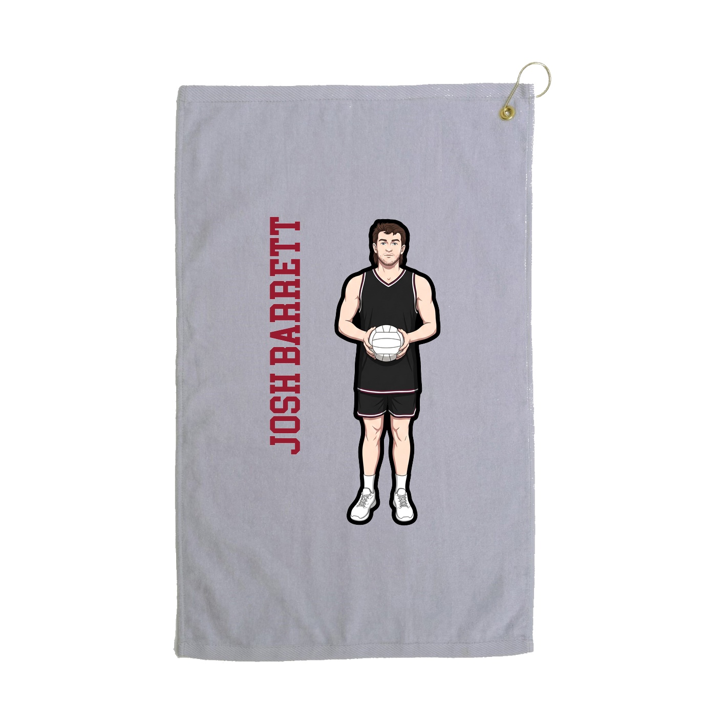 Golf Towel — Name Vertical in Grey