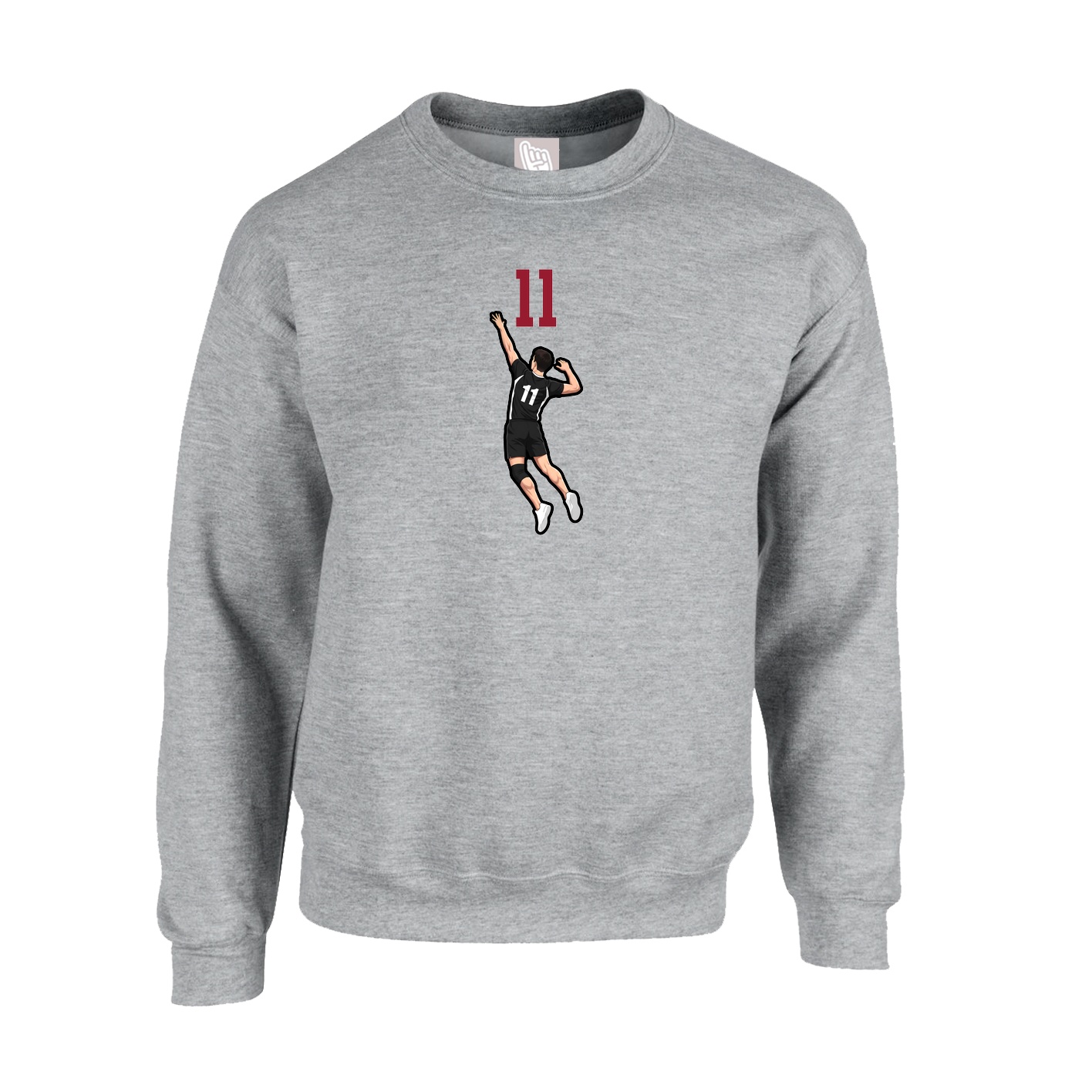 Fleece Crew — Number Top in Grey