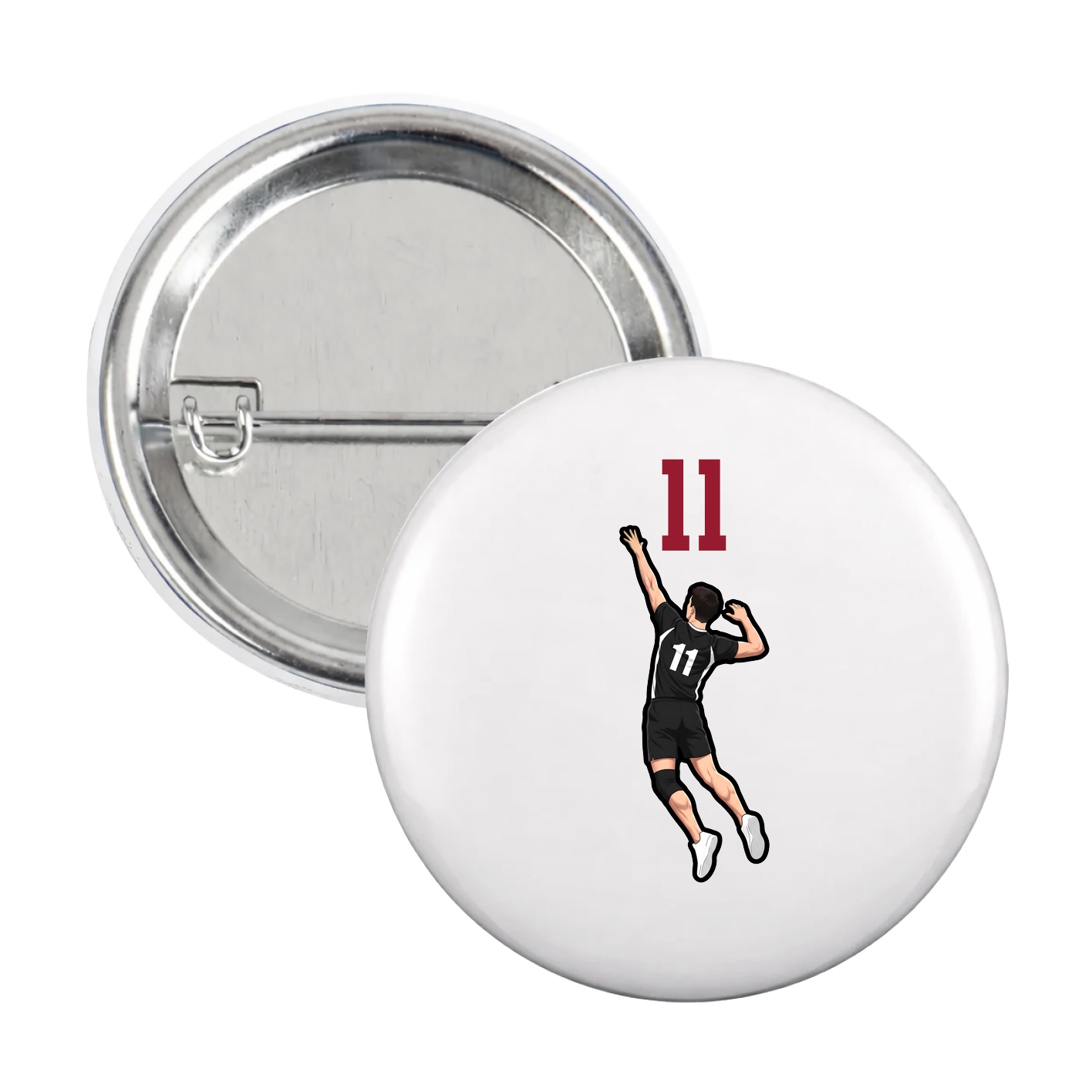 Game Day Button — Number Top in White