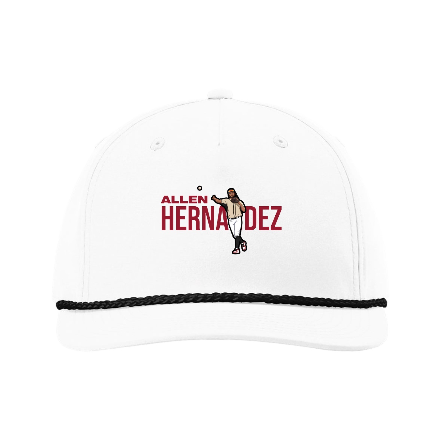 Five-Panel Classic Rope Cap — Player Name in White