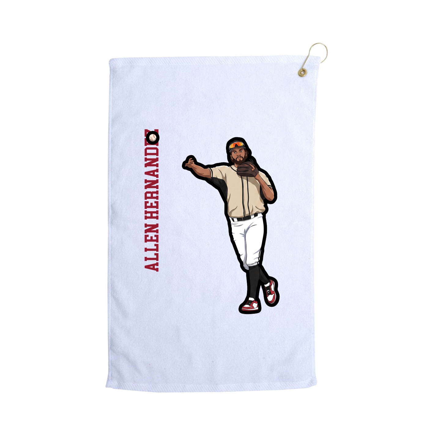 Golf Towel — Name Vertical in White