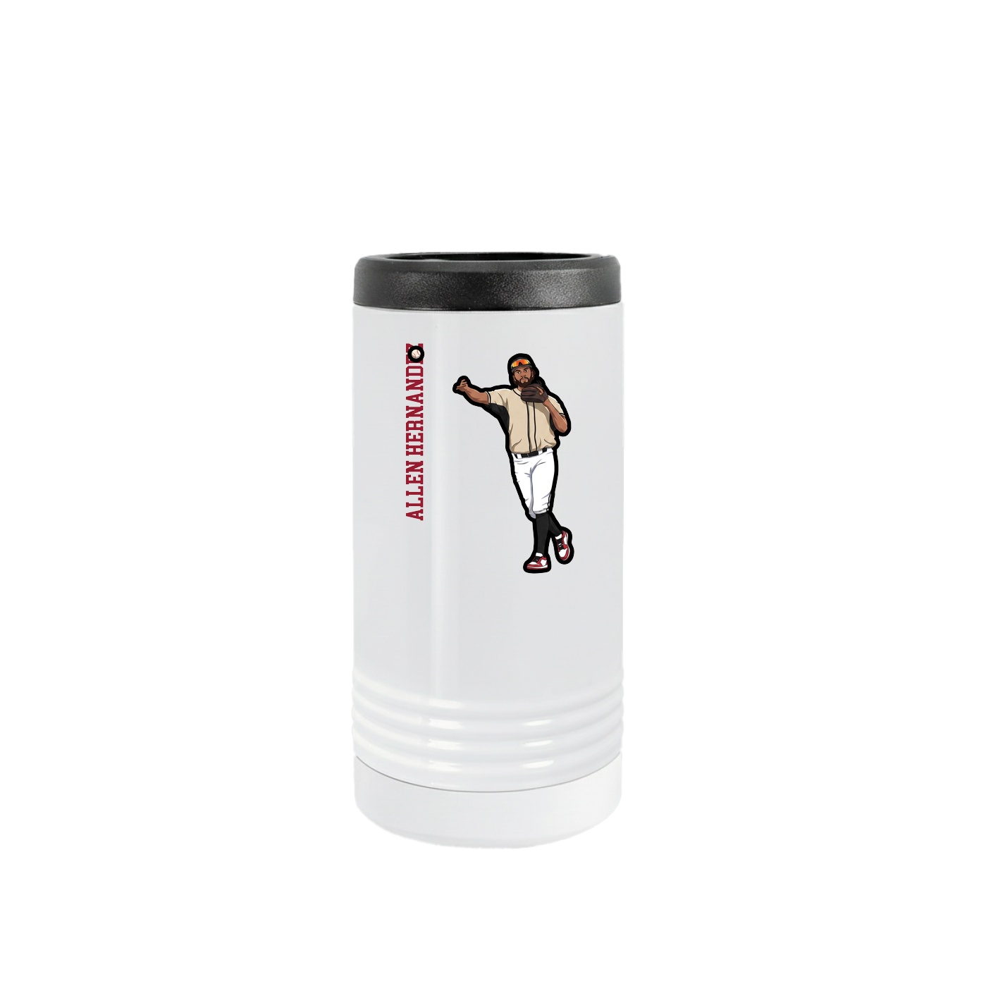 Slim Beverage Holder — Name Vertical in White