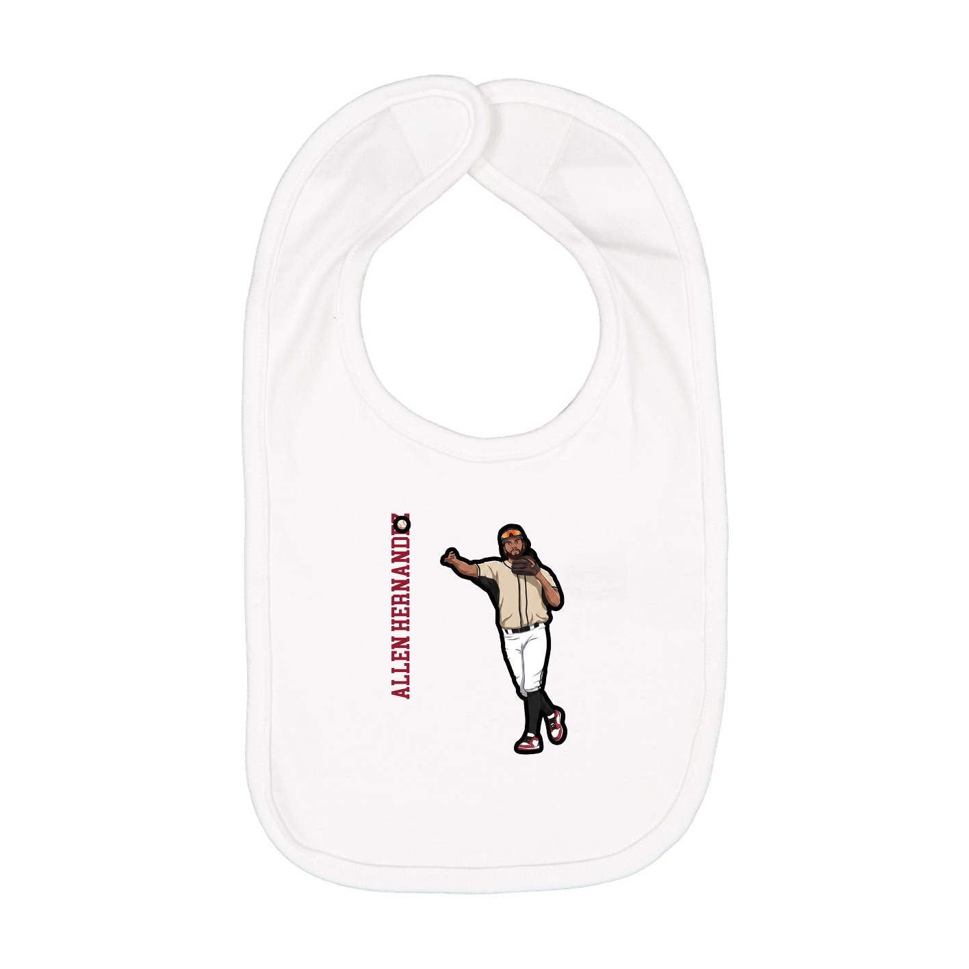 Infant Bib — Name Vertical in White