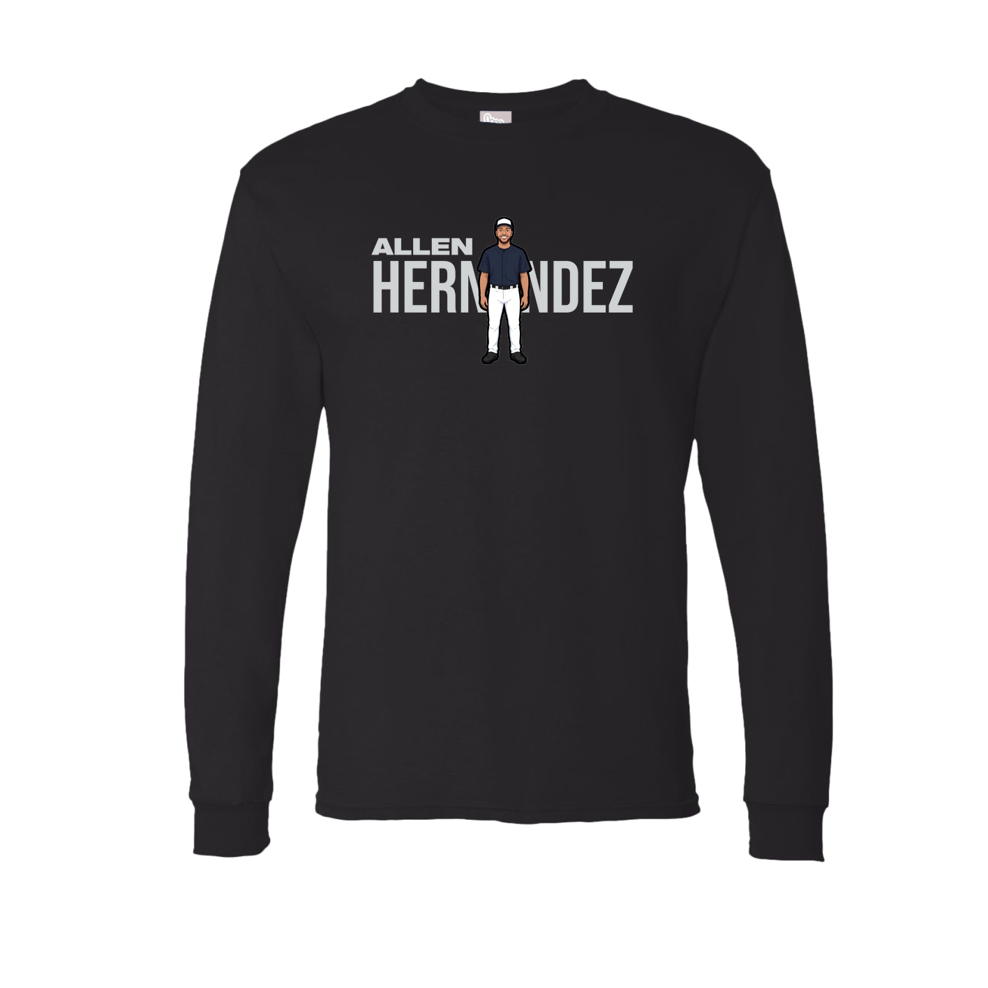 Long Sleeve Tee — Player Name in Black