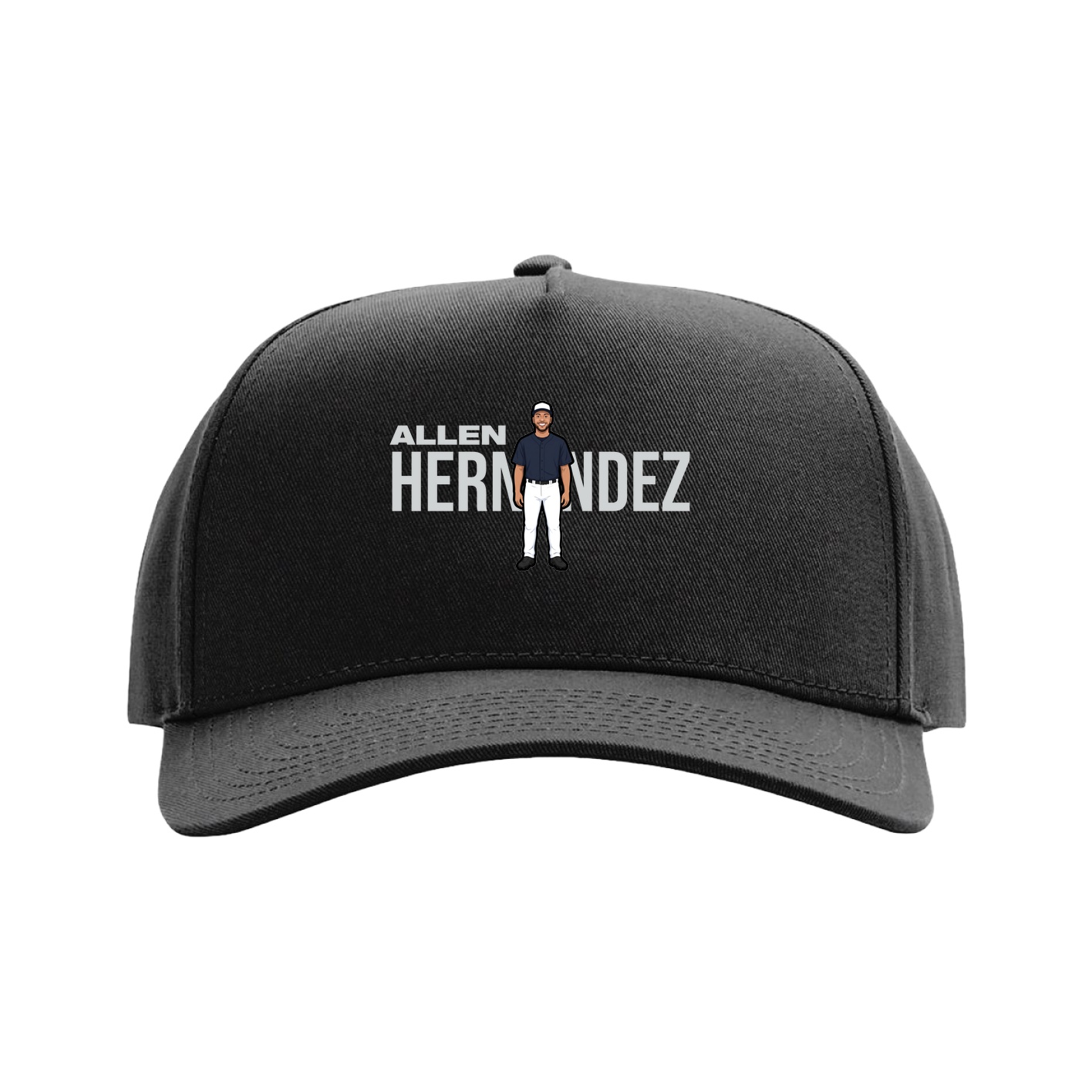Full Fabric Five-Panel Champ Cap — Player Name in Black