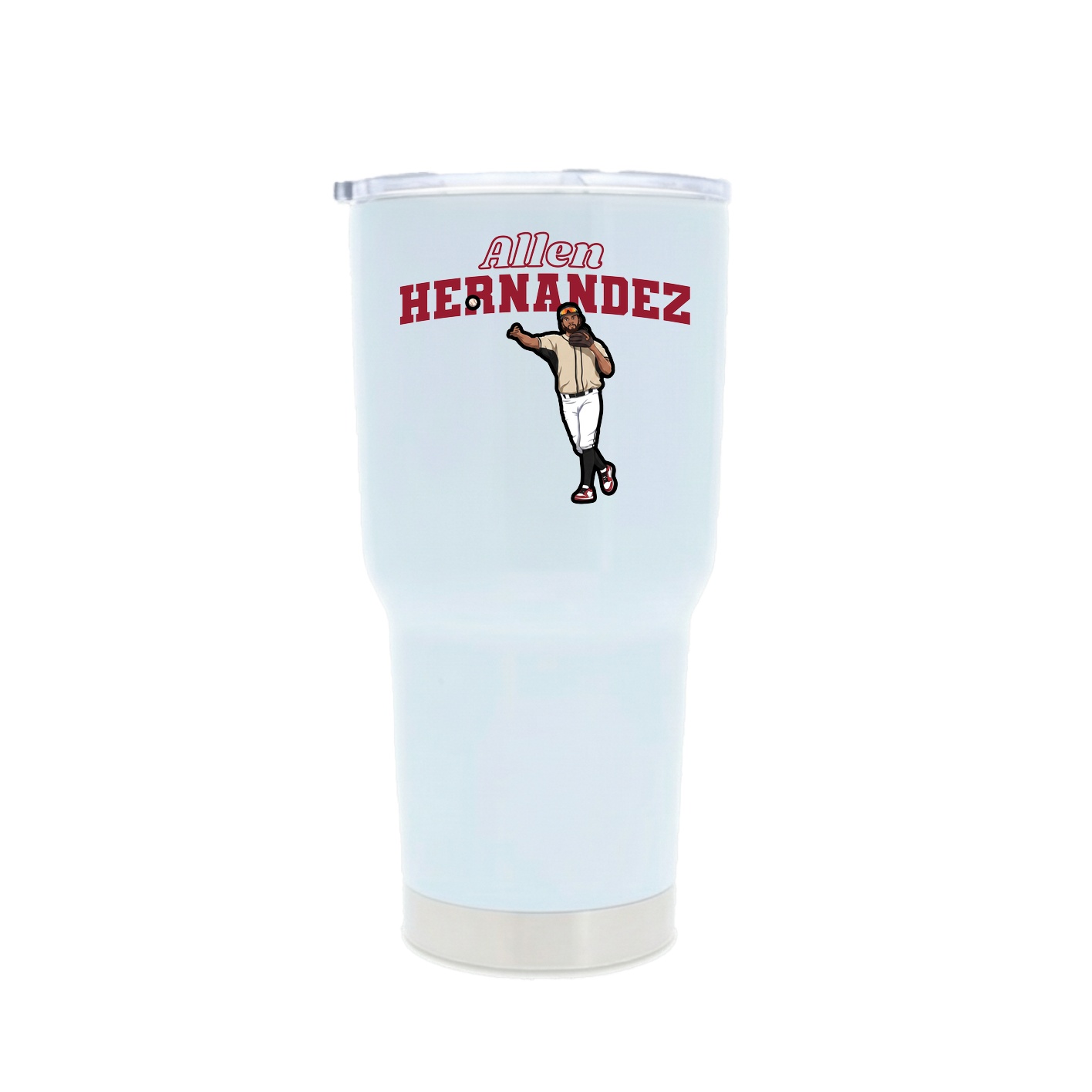 30oz Stainless Steel Tumbler — Name Arch in White
