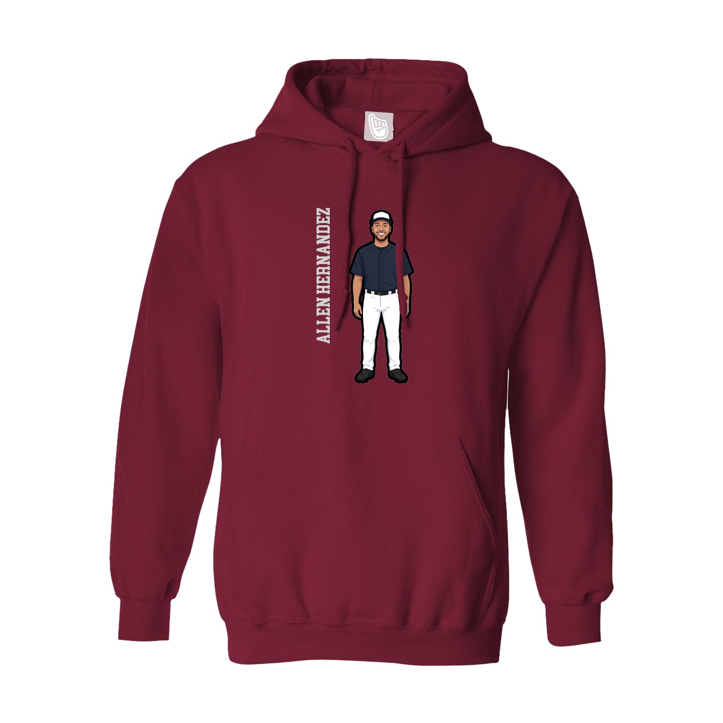 Hoodie — Name Vertical in Cardinal