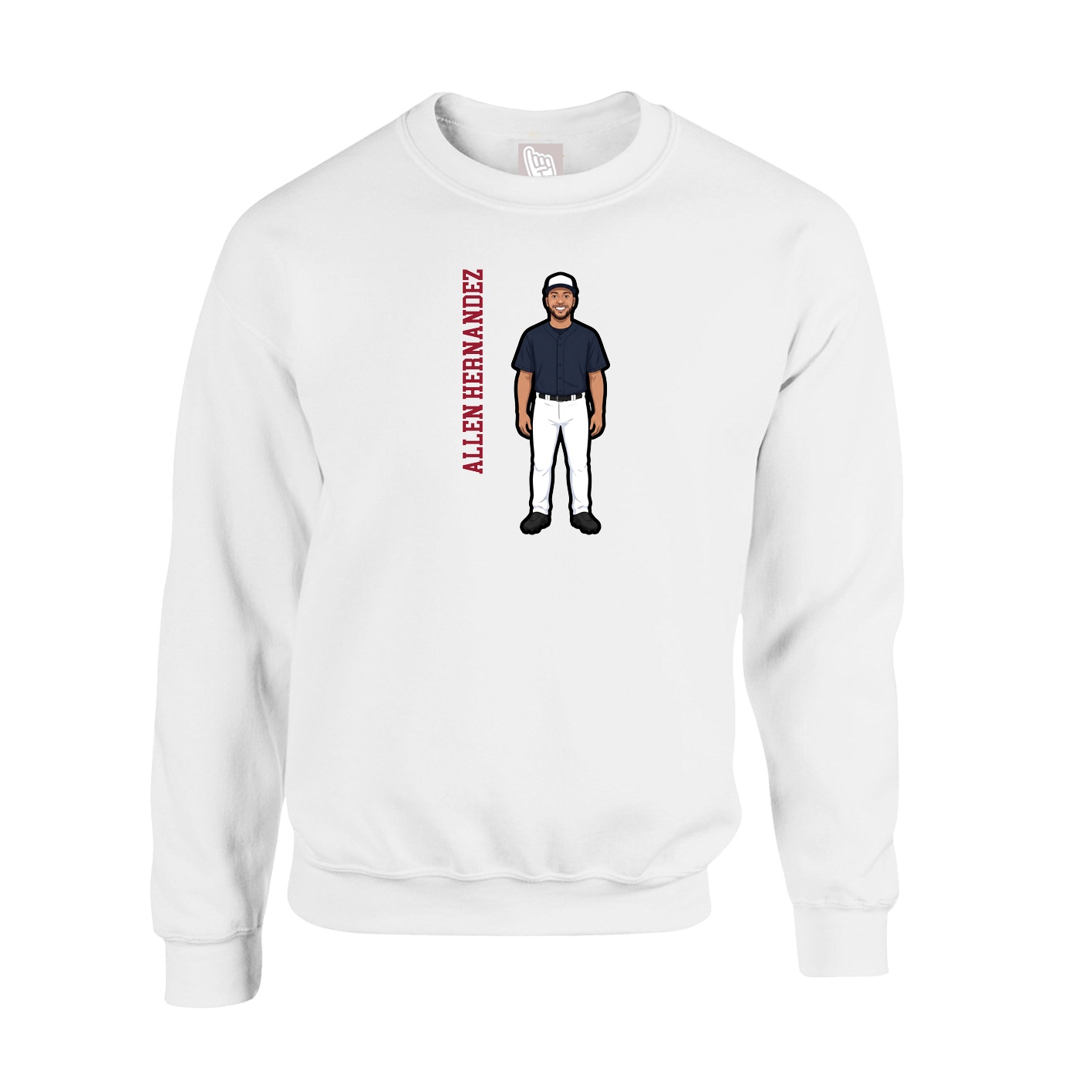 Fleece Crew — Name Vertical in White