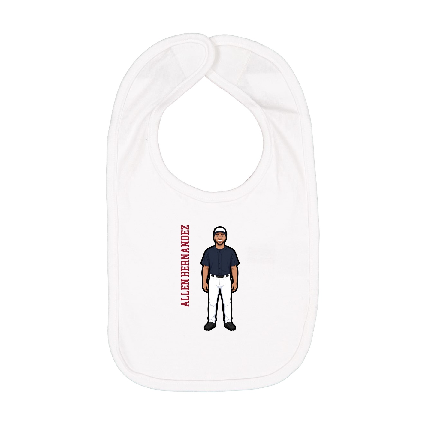 Infant Bib — Name Vertical in White