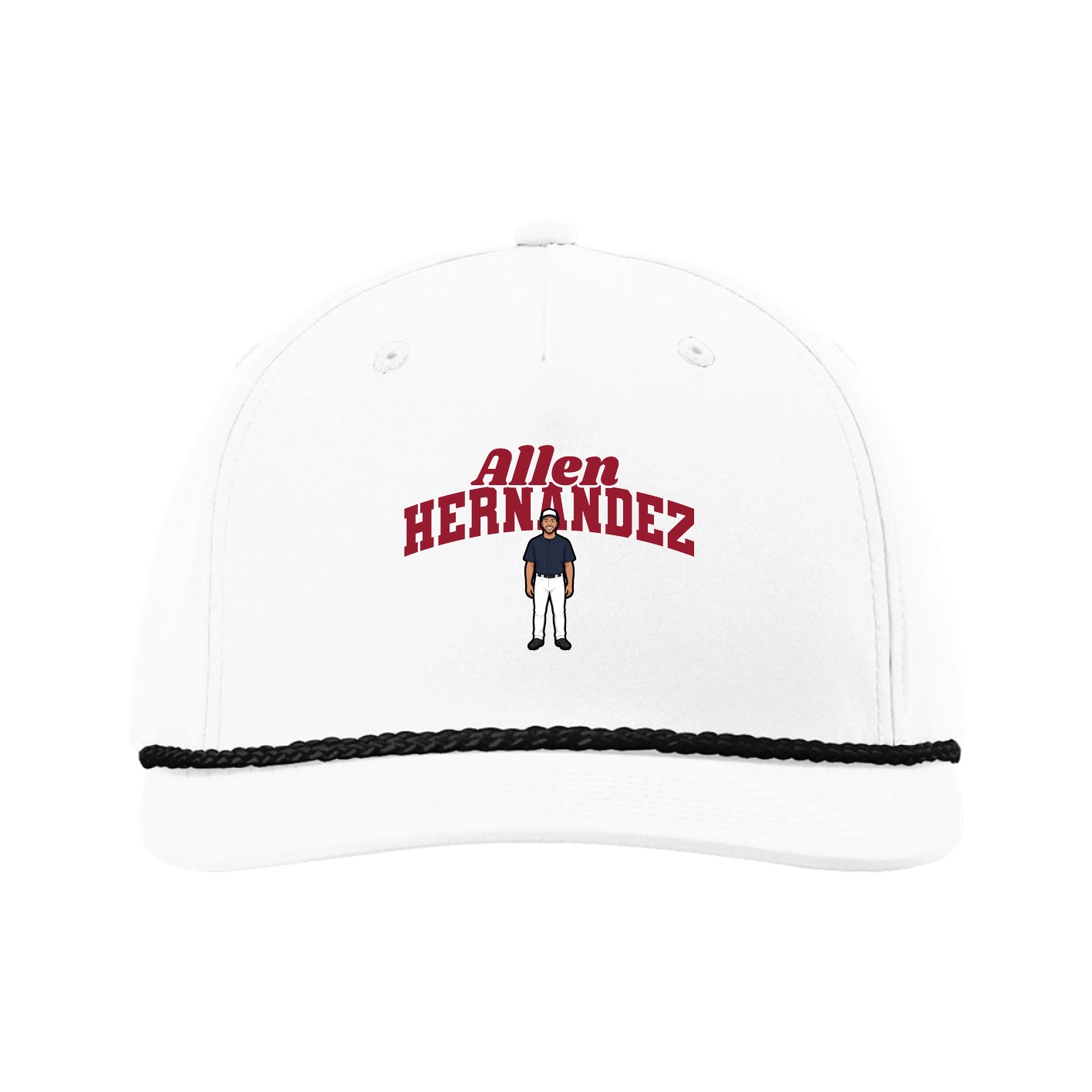 Five-Panel Classic Rope Cap — Signature Arch in White