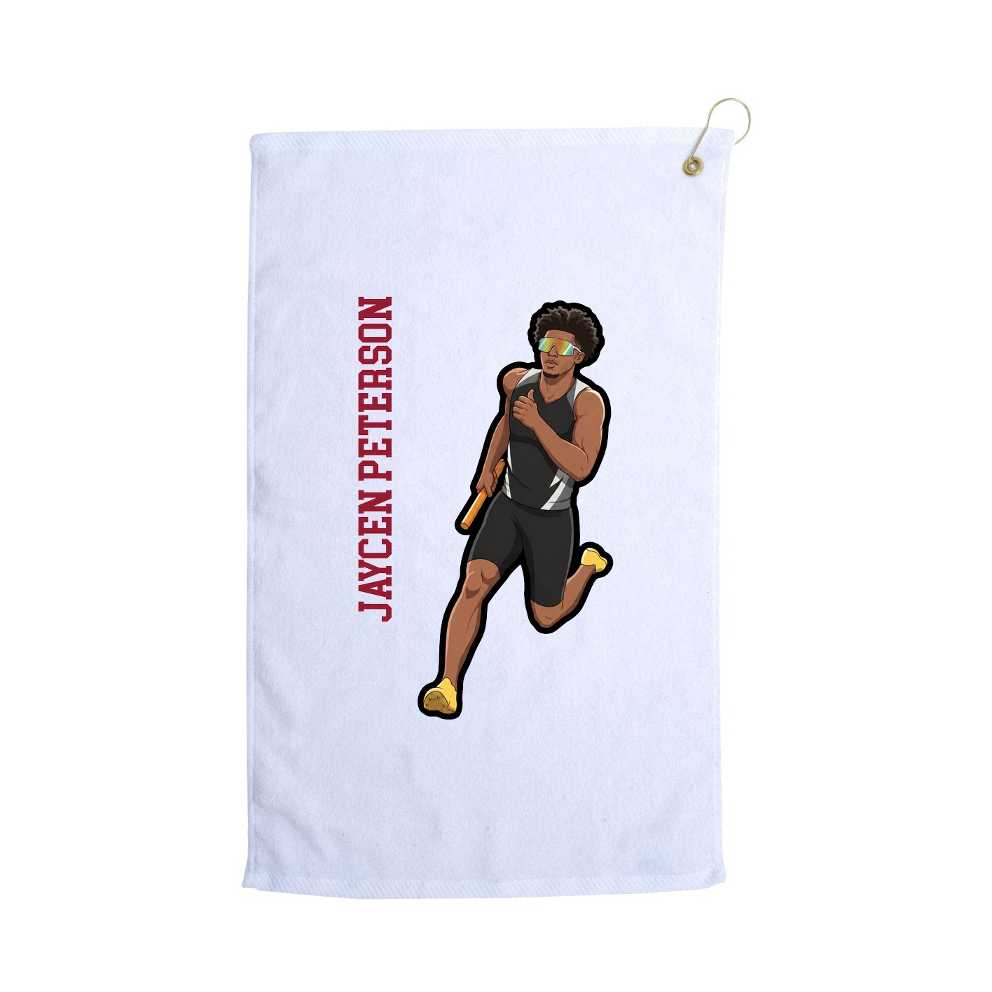 Golf Towel — Name Vertical in White