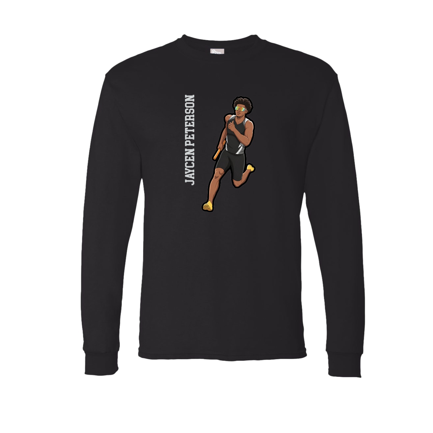 Long Sleeve Tee — Name Vertical in Black