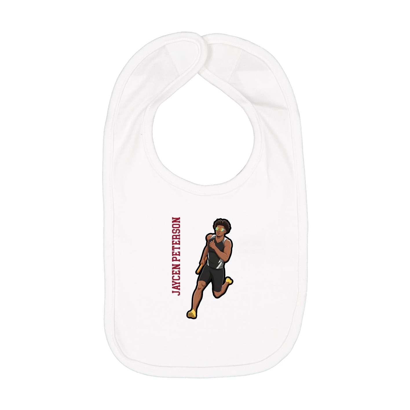 Infant Bib — Name Vertical in White