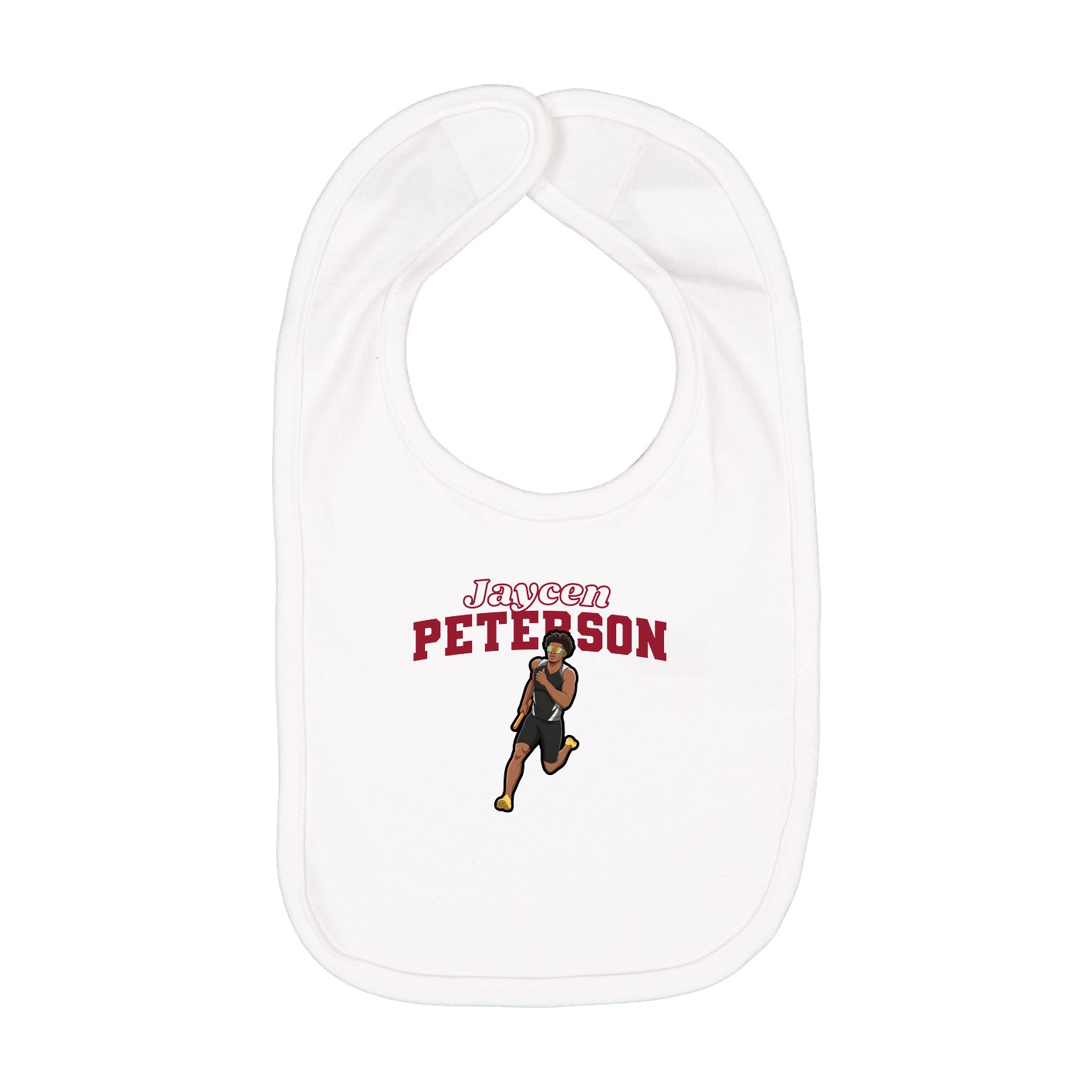 Infant Bib — Name Arch in White