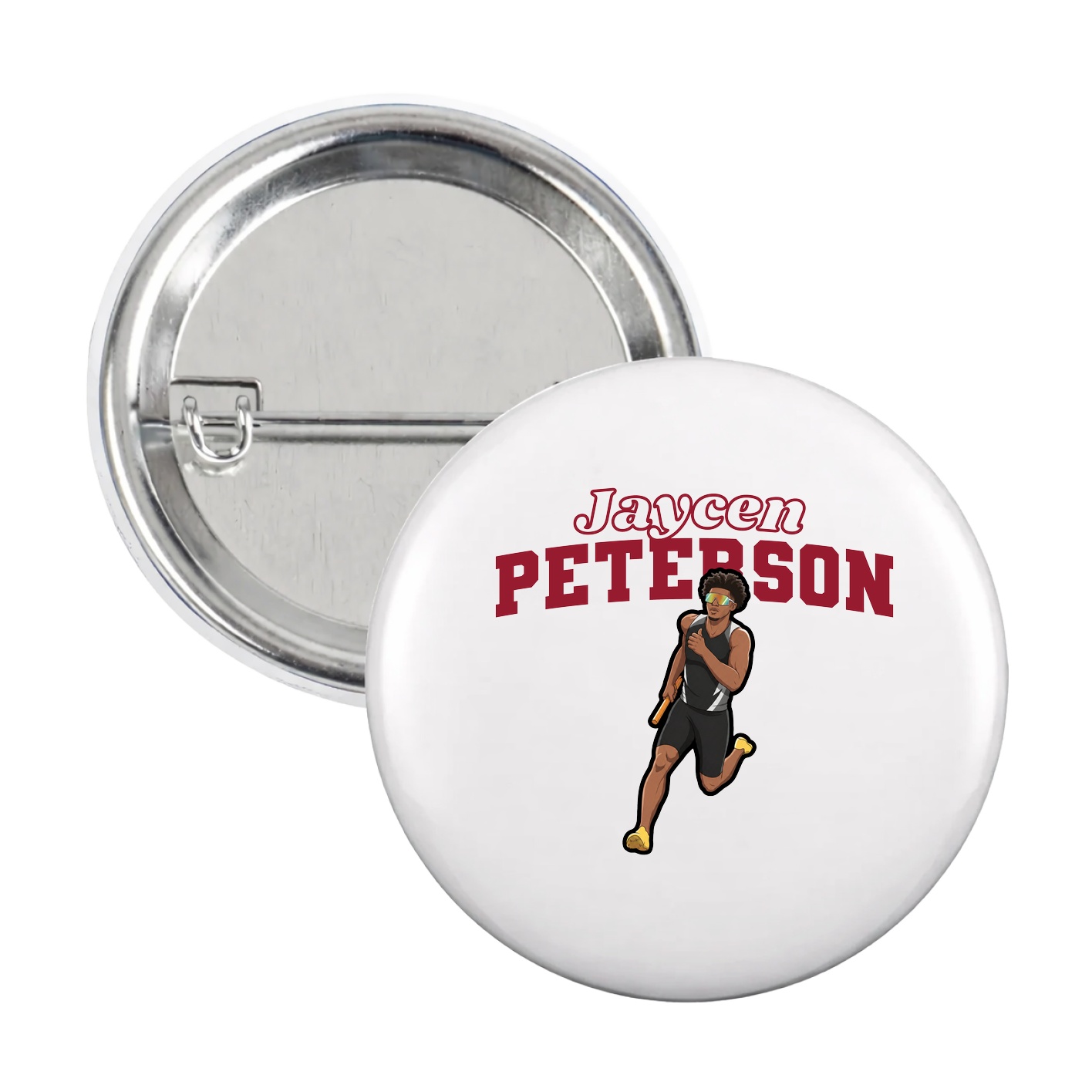 Game Day Button — Name Arch in White