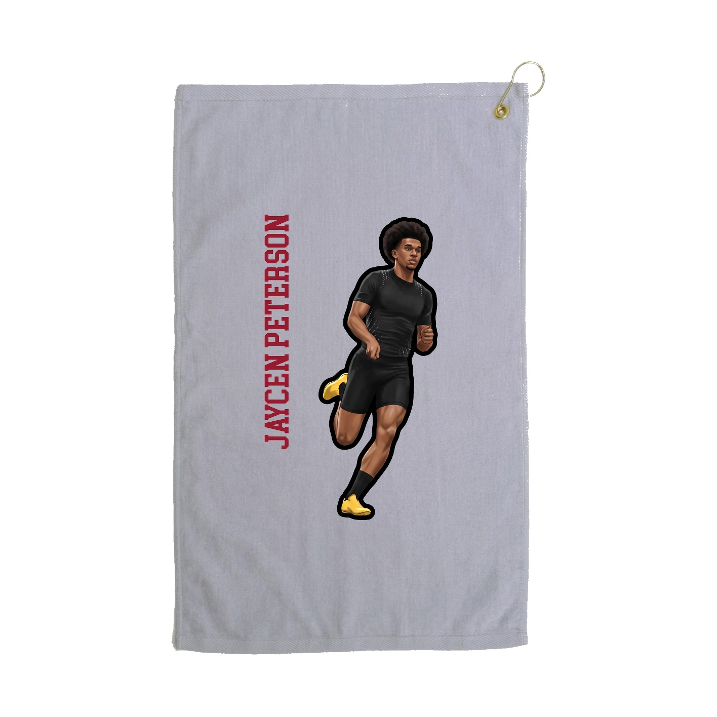 Golf Towel — Name Vertical in Grey