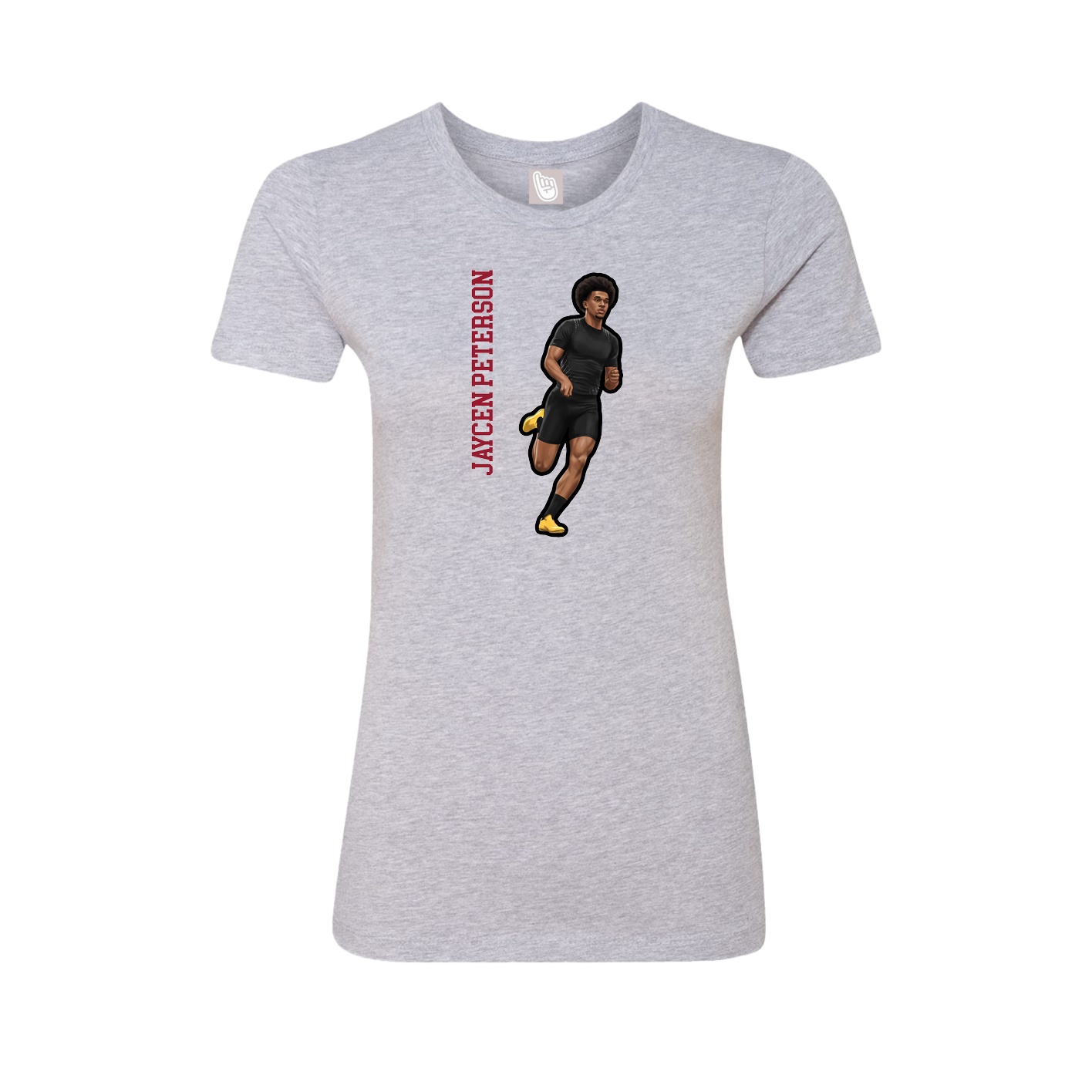 Fitted Women's Tee — Name Vertical in Grey