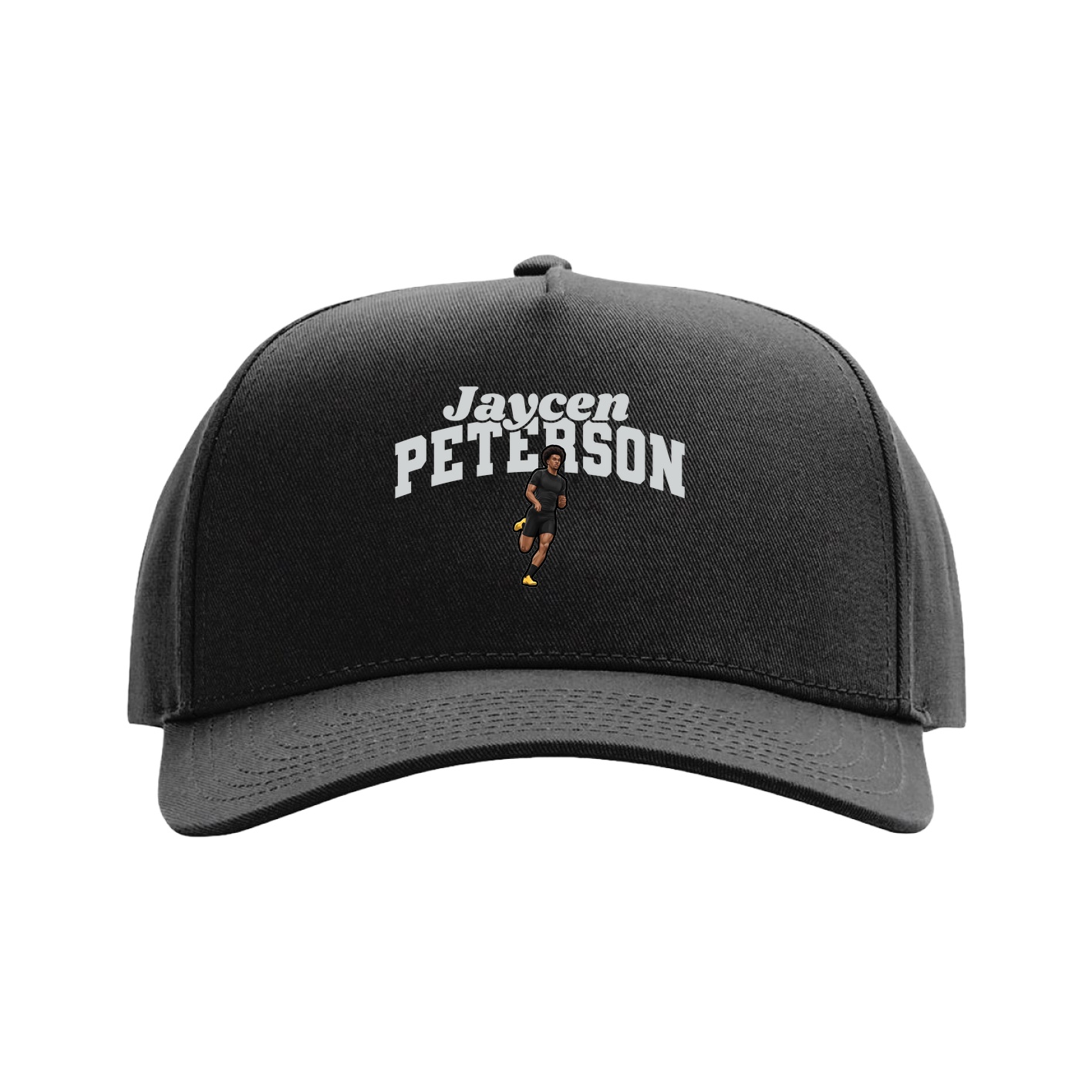Full Fabric Five-Panel Champ Cap — Signature Arch in Black