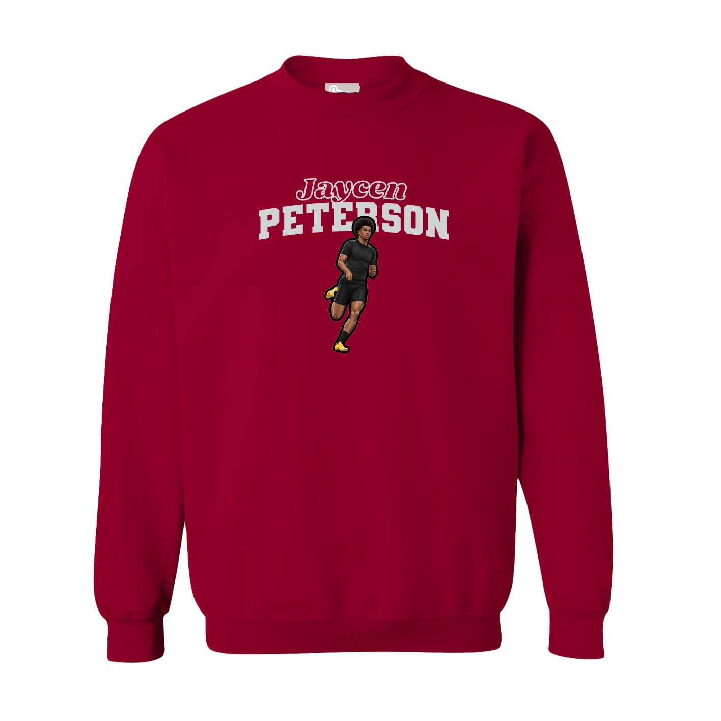 Fleece Crew — Name Arch in Cardinal