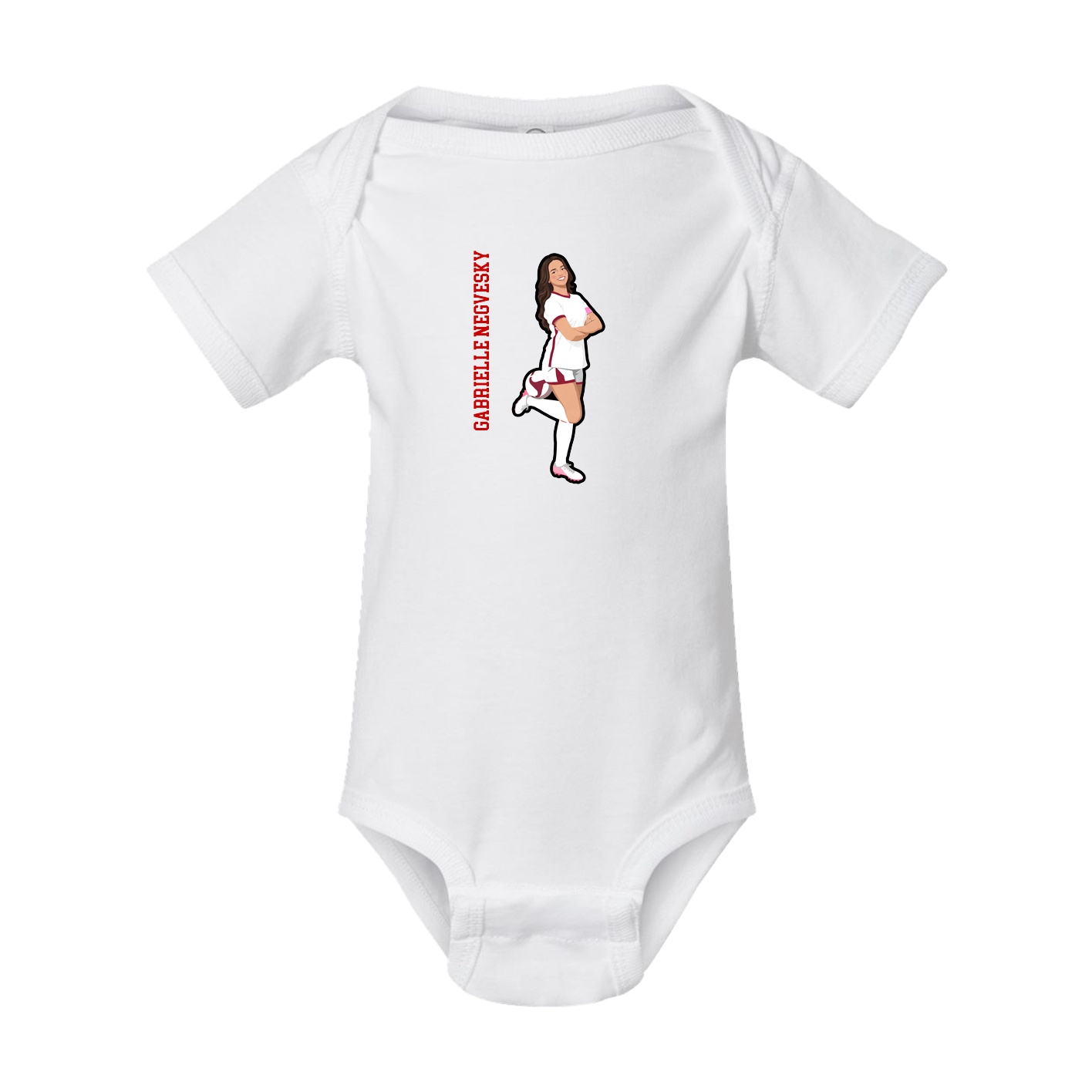 Baby Onesie — Name Vertical in White