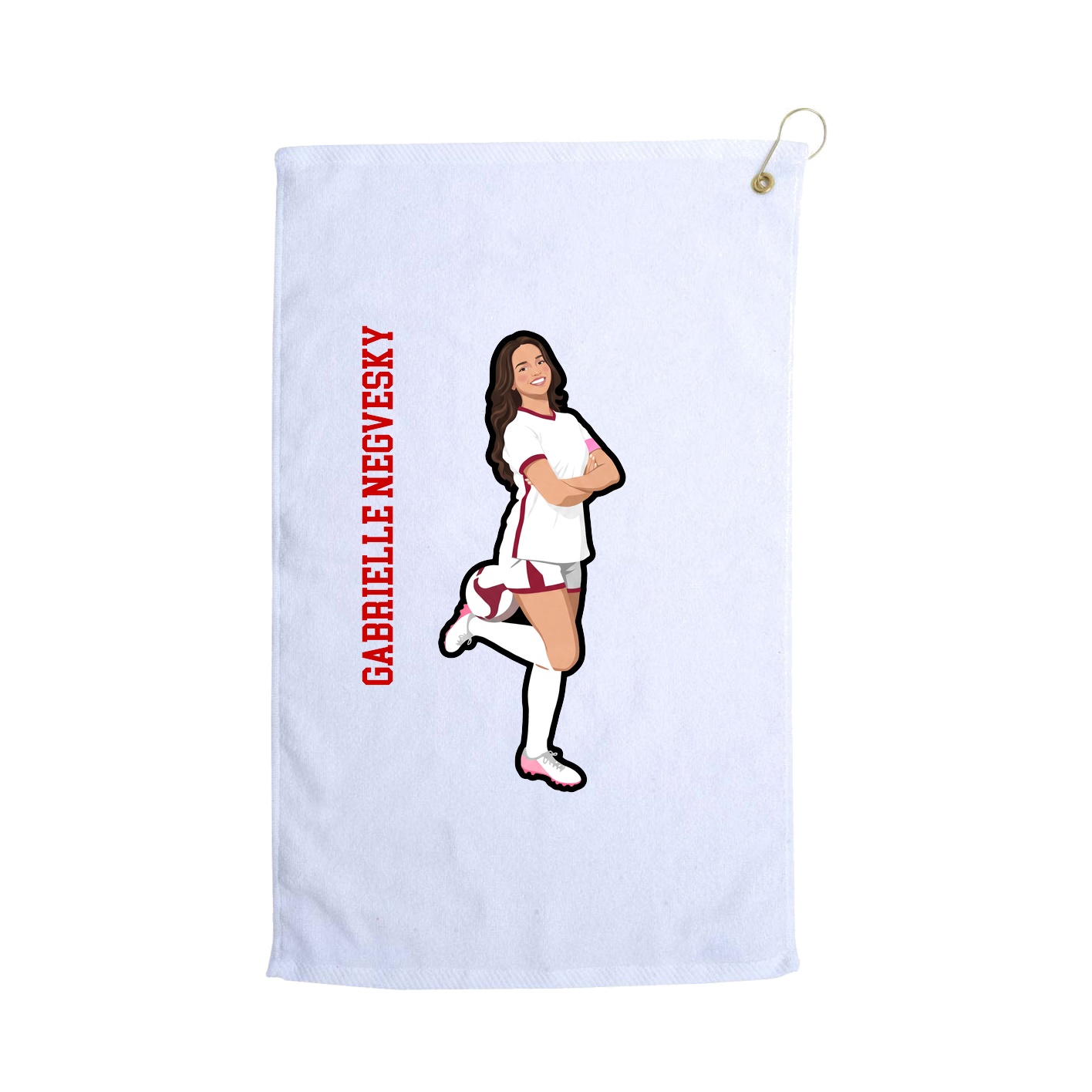 Golf Towel — Name Vertical in White