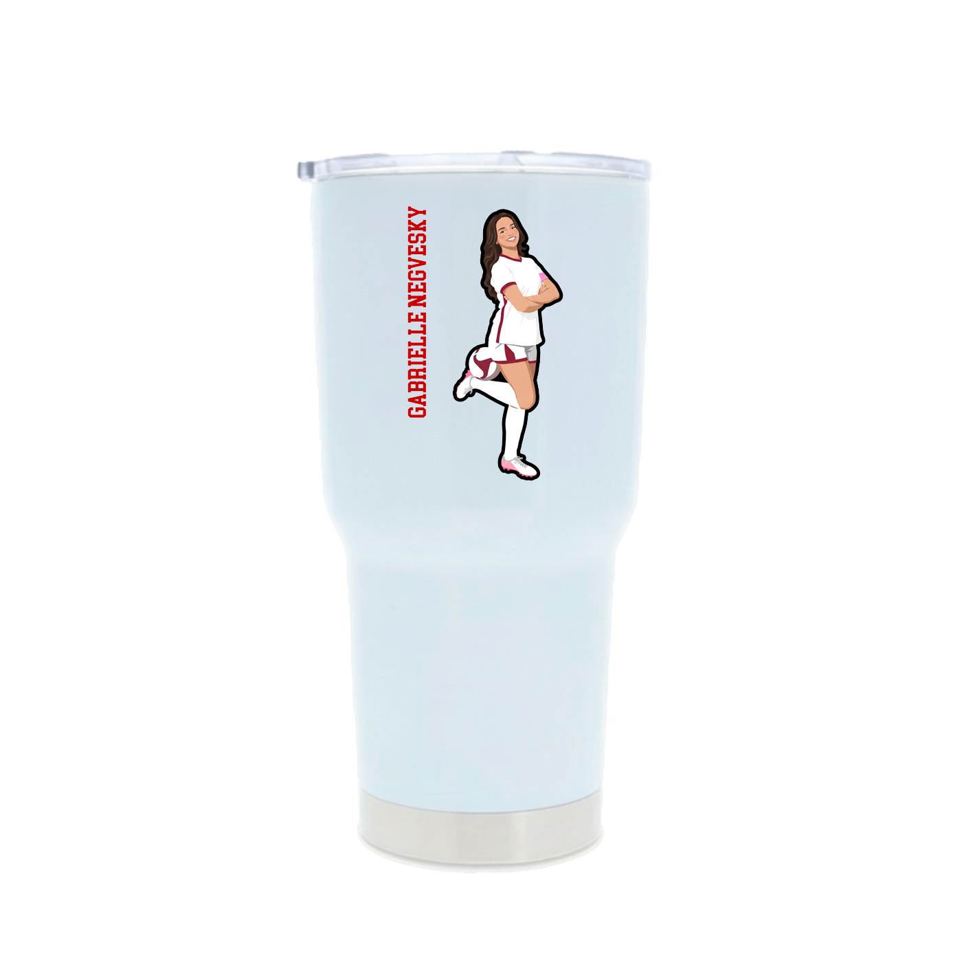 30oz Stainless Steel Tumbler — Name Vertical in White
