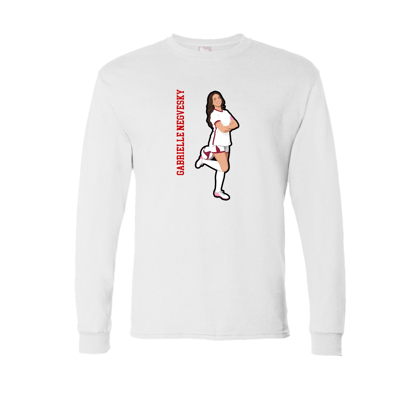 Long Sleeve Tee — Name Vertical in White