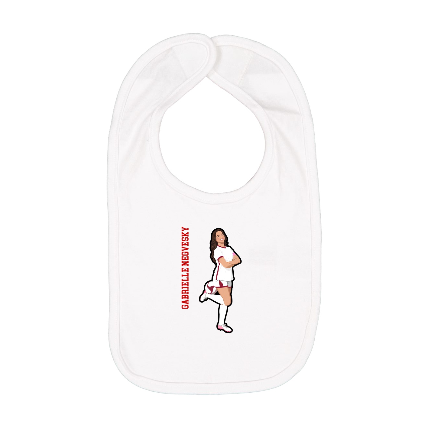 Infant Bib — Name Vertical in White