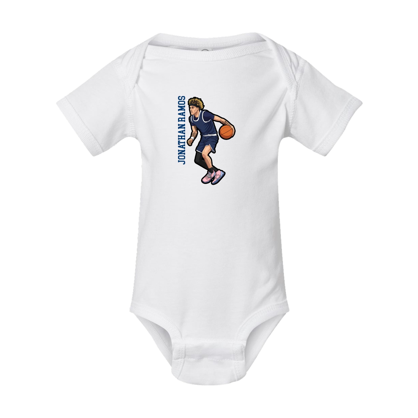 Baby Onesie — Name Vertical in White