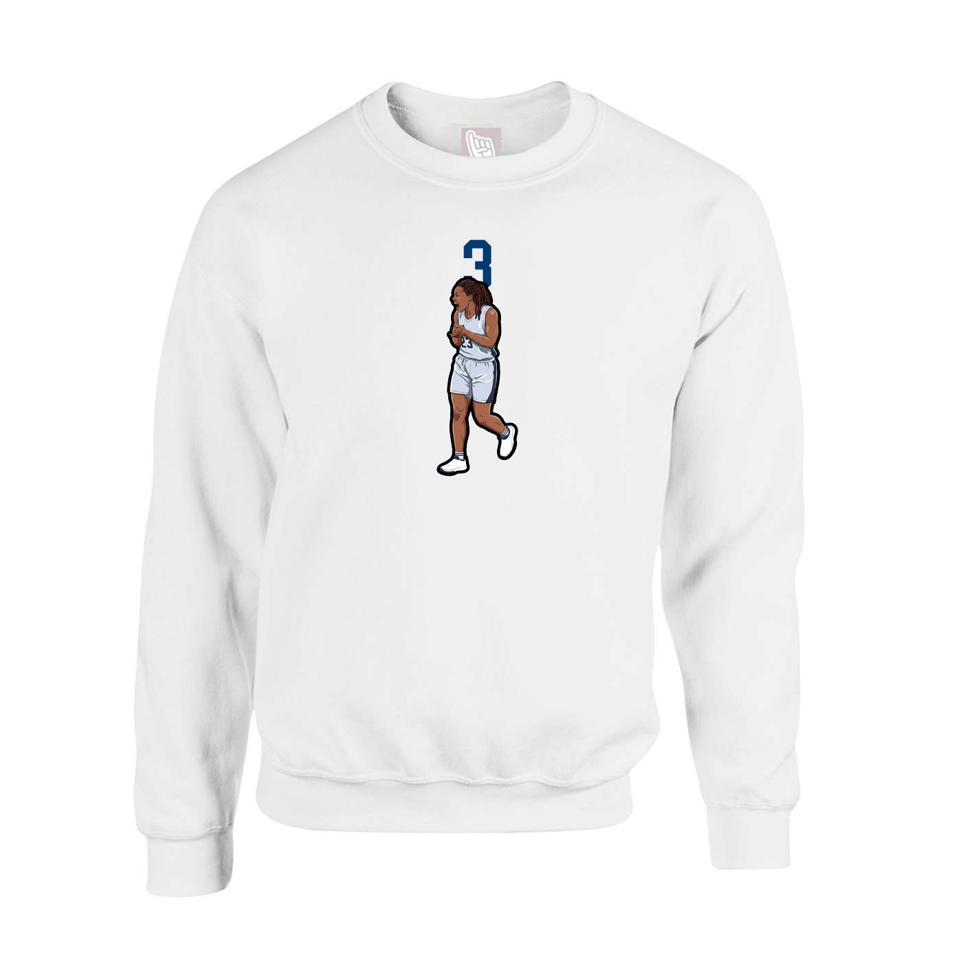 Fleece Crew — Number Top in White