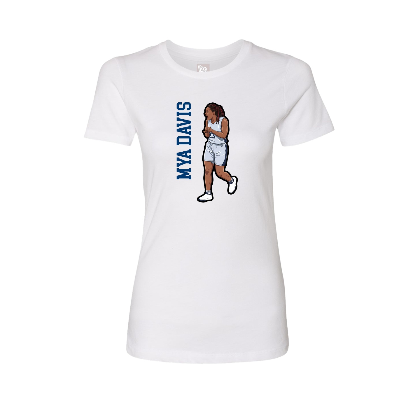 Womens Tee — Name Vertical in White