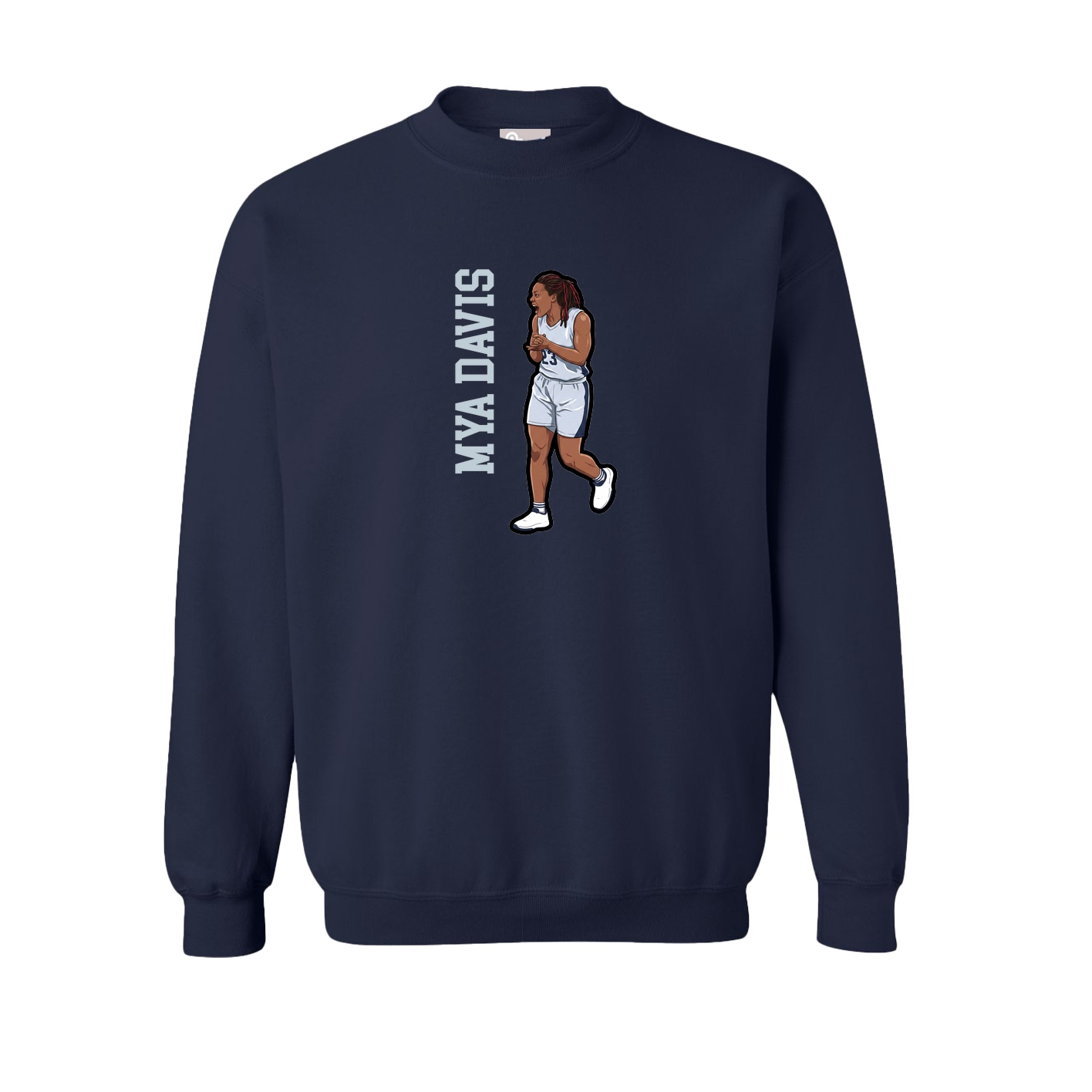 Fleece Crew — Name Vertical in Navy